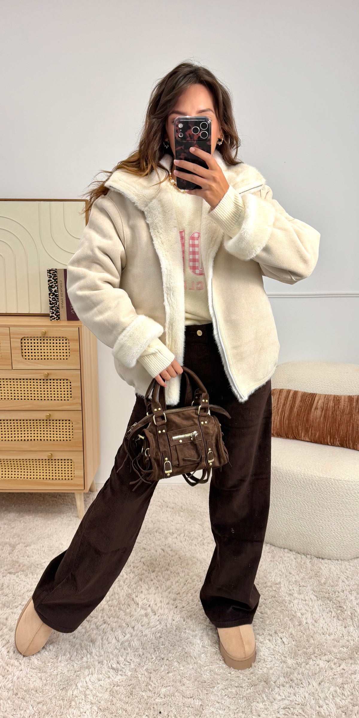 Manteau réversible doux Beige