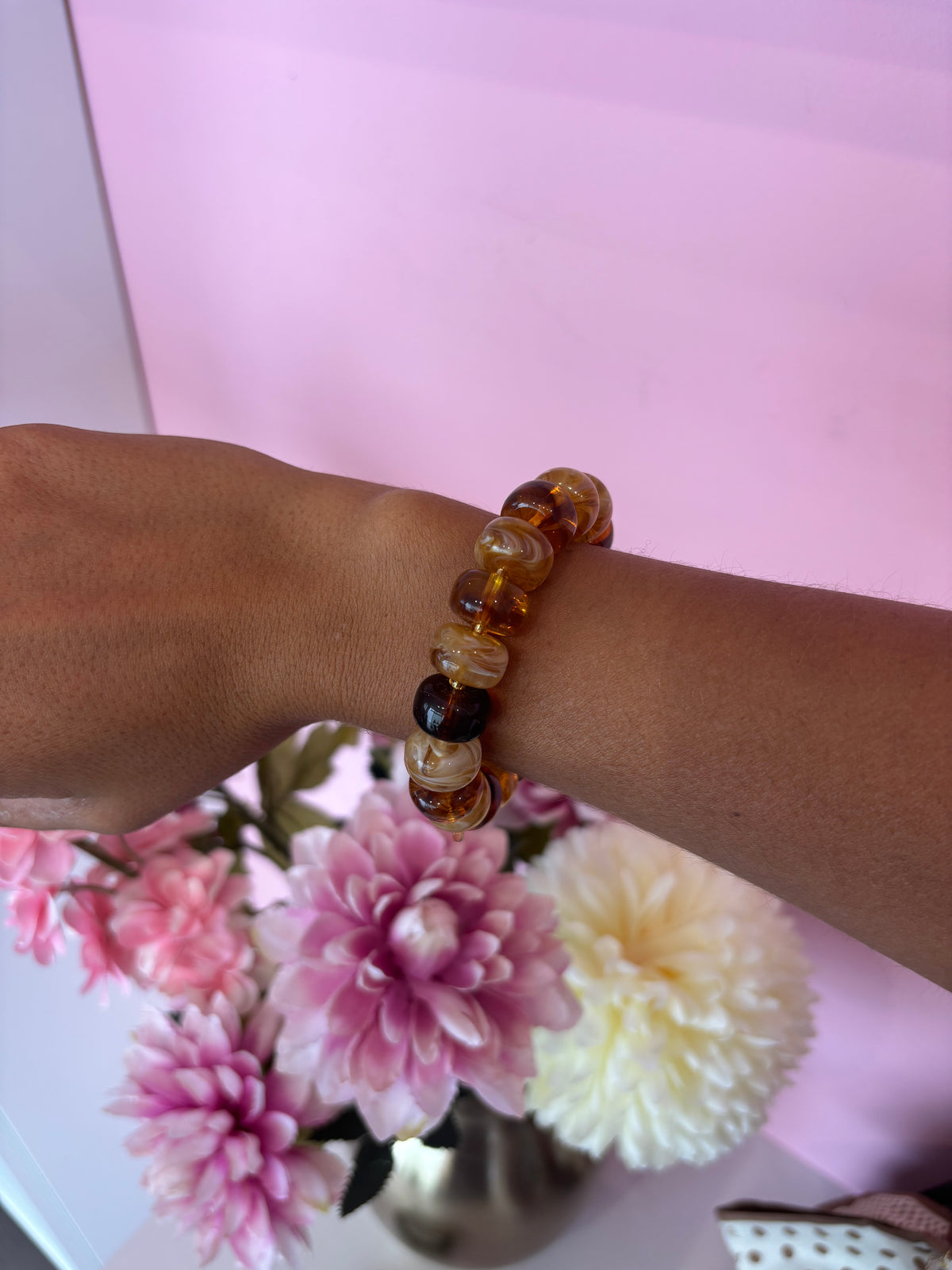 Bracelet pierre beige / Camel ou Kaki