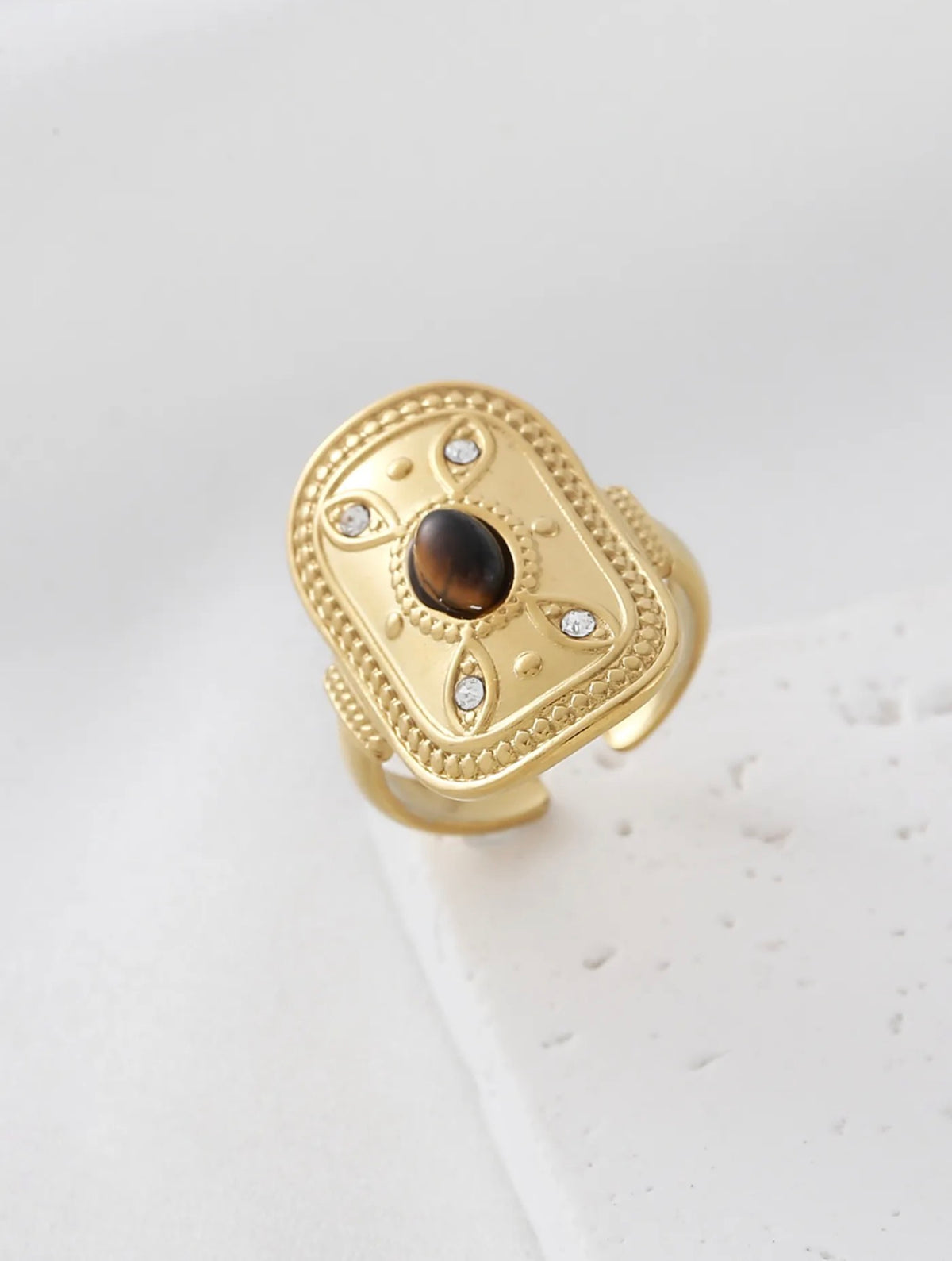 Bague pierre choco & stras