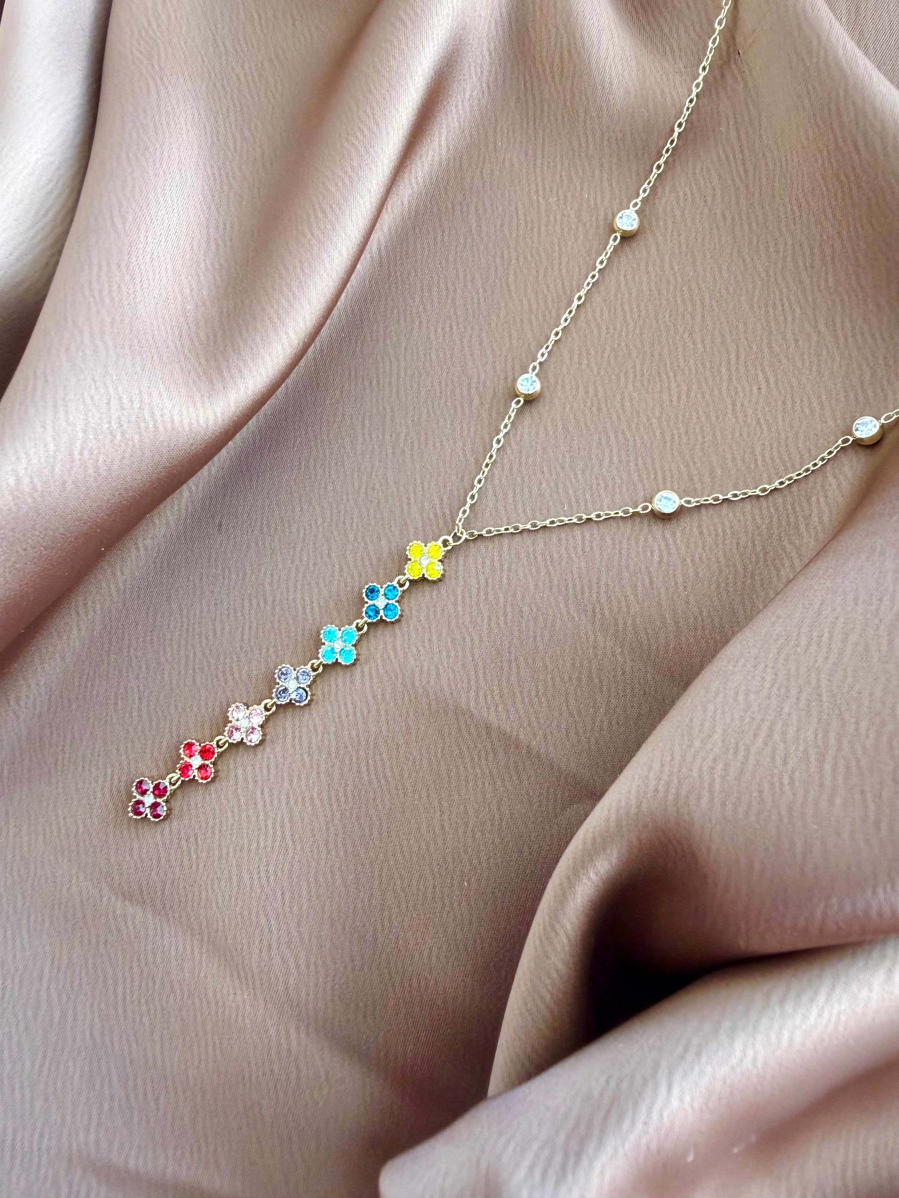 Collier Orné de Cristaux Multicolore