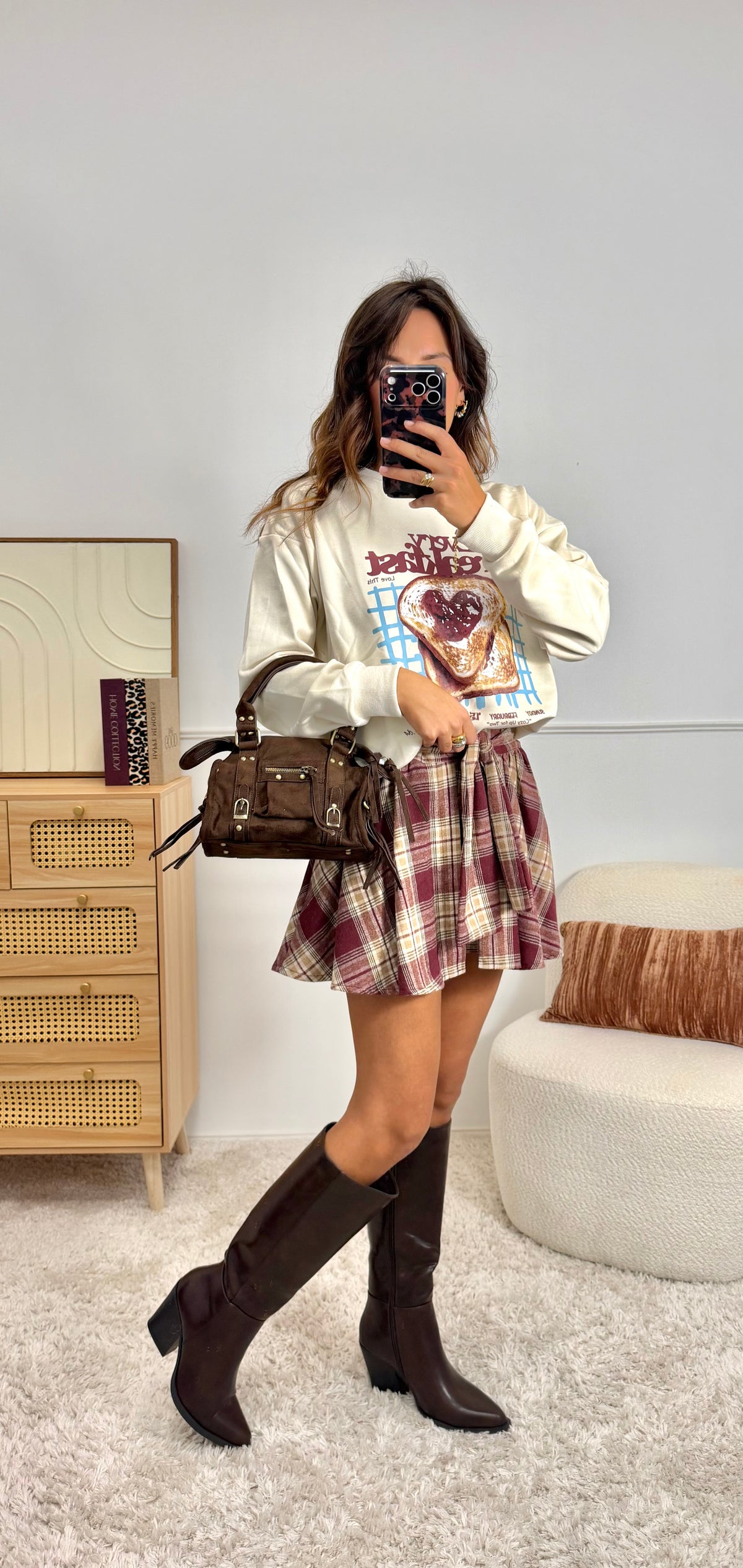 Jupe short carreaux bordeaux