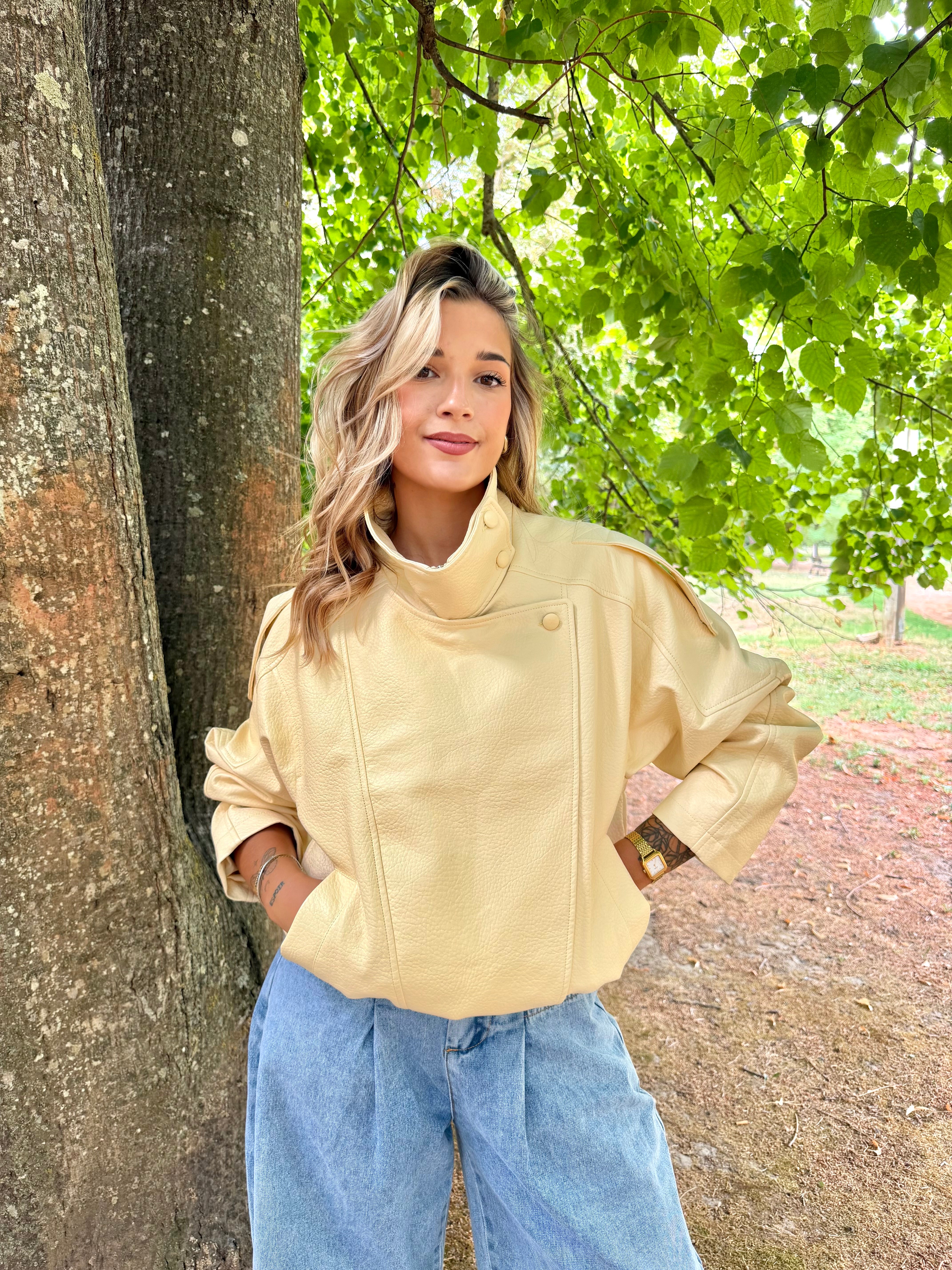Blouson Similicuir Jaune