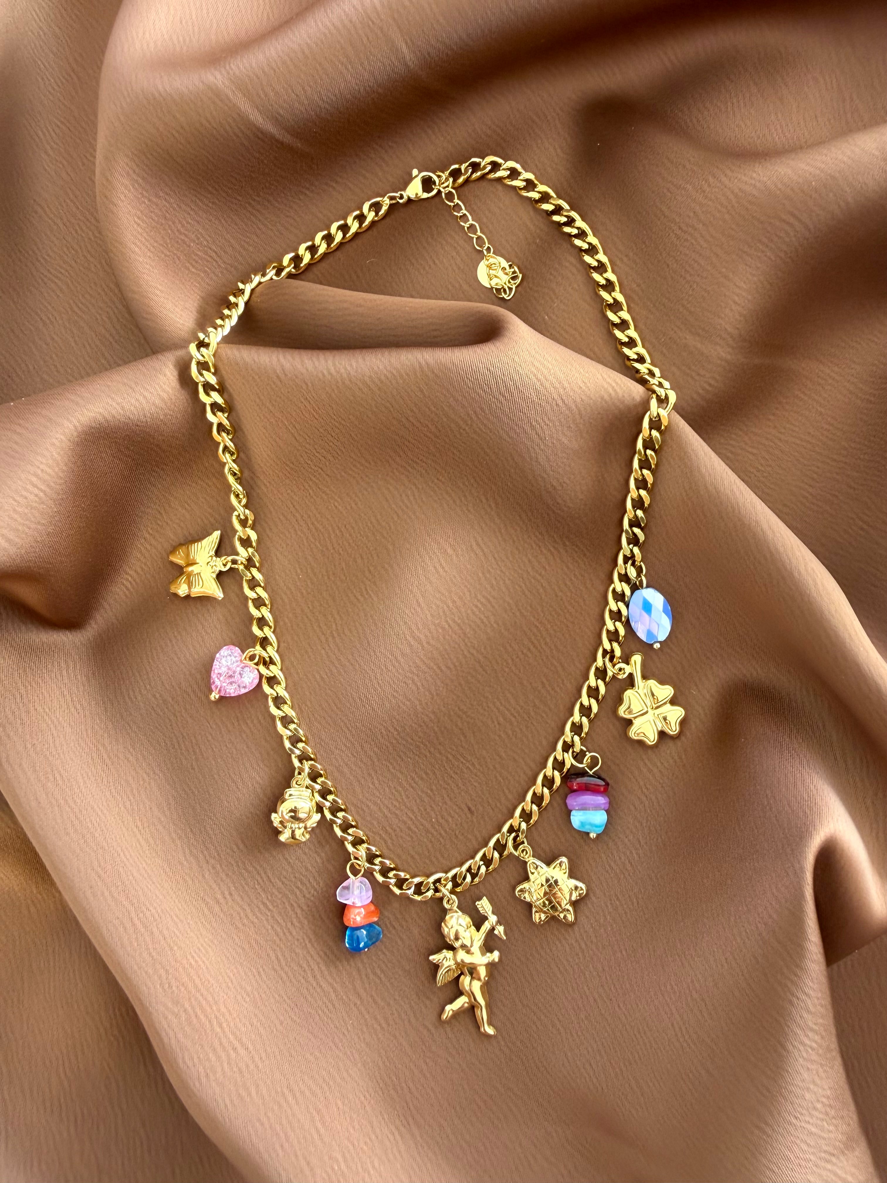 Collier Charms Ange & Étoiles