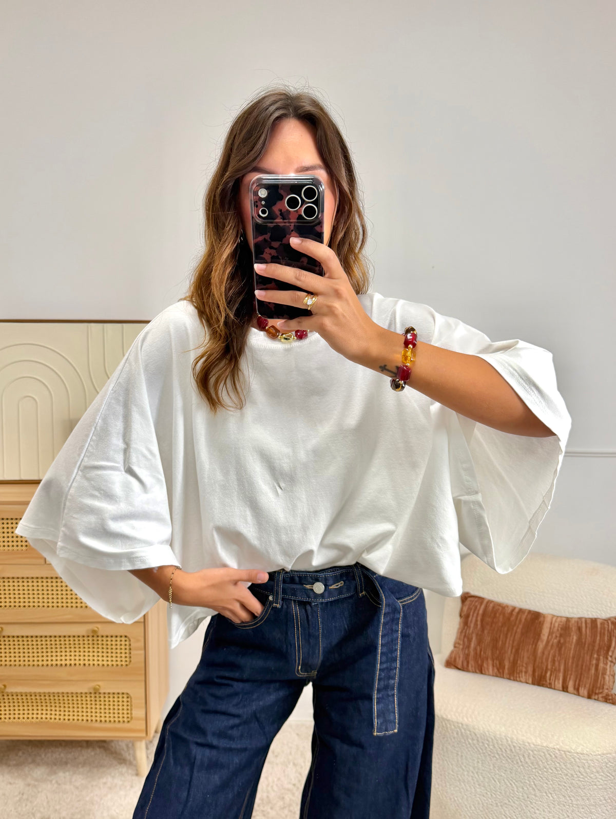 T-shirt manches chauve souris Blanc