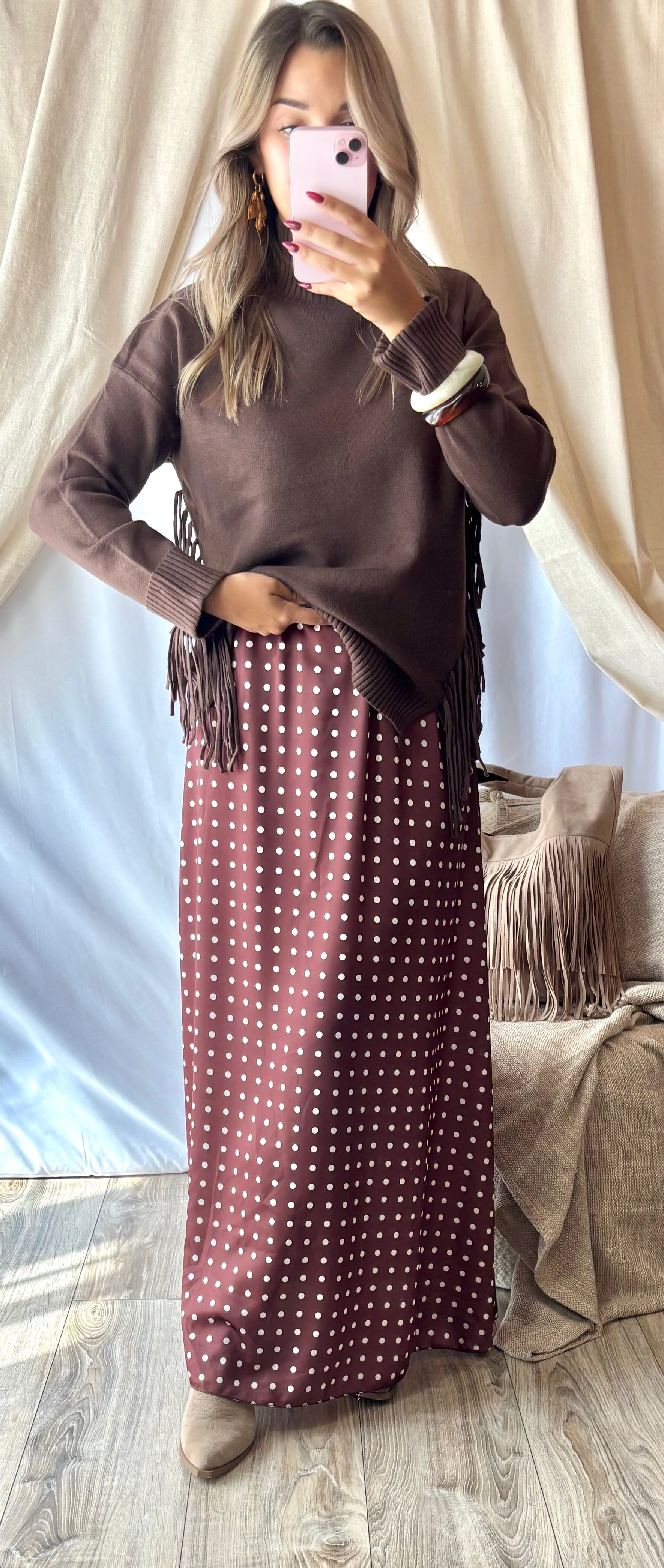 Pull Franges Chocolat