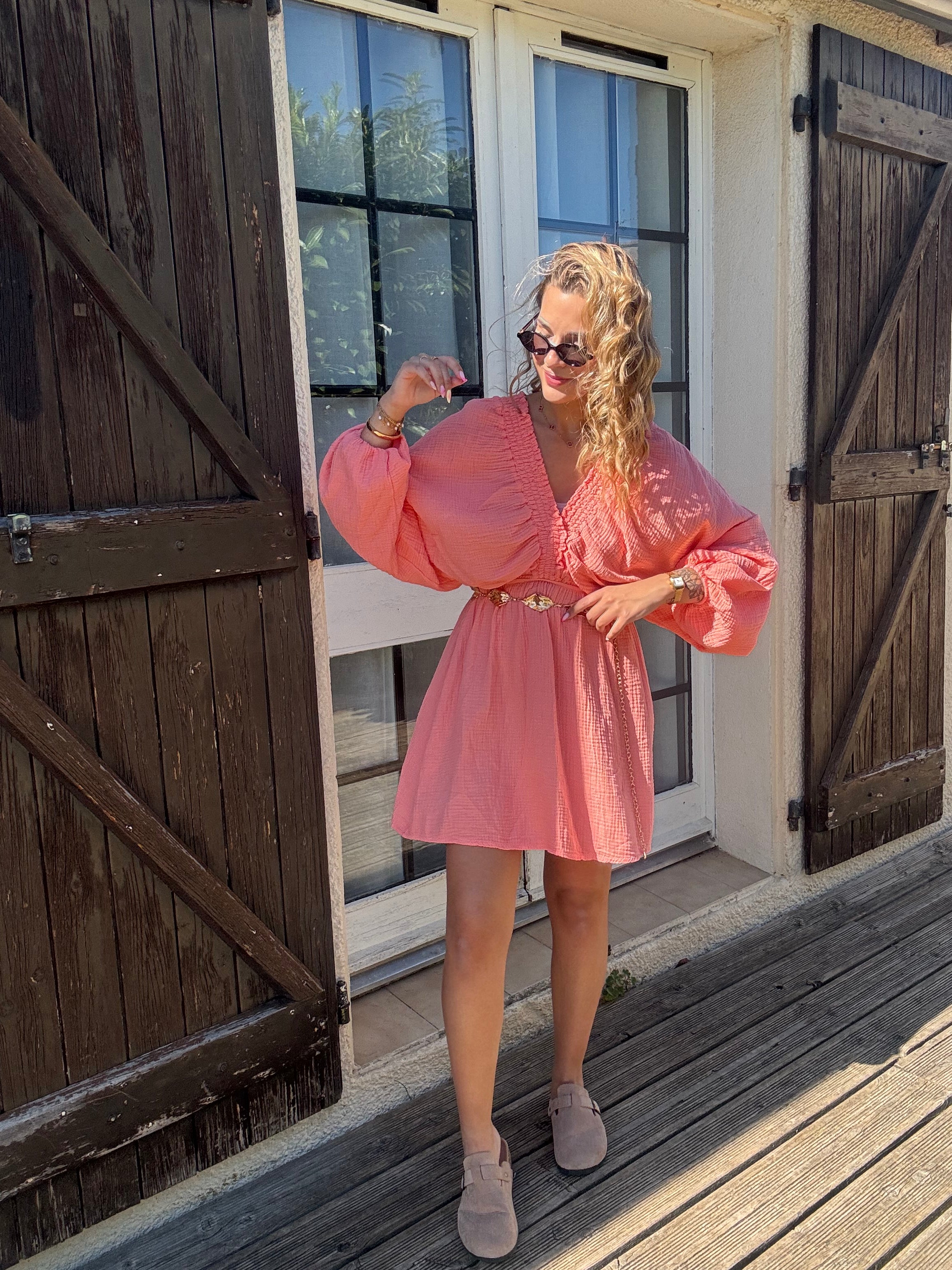 Robe Gaze de Coton Pêche