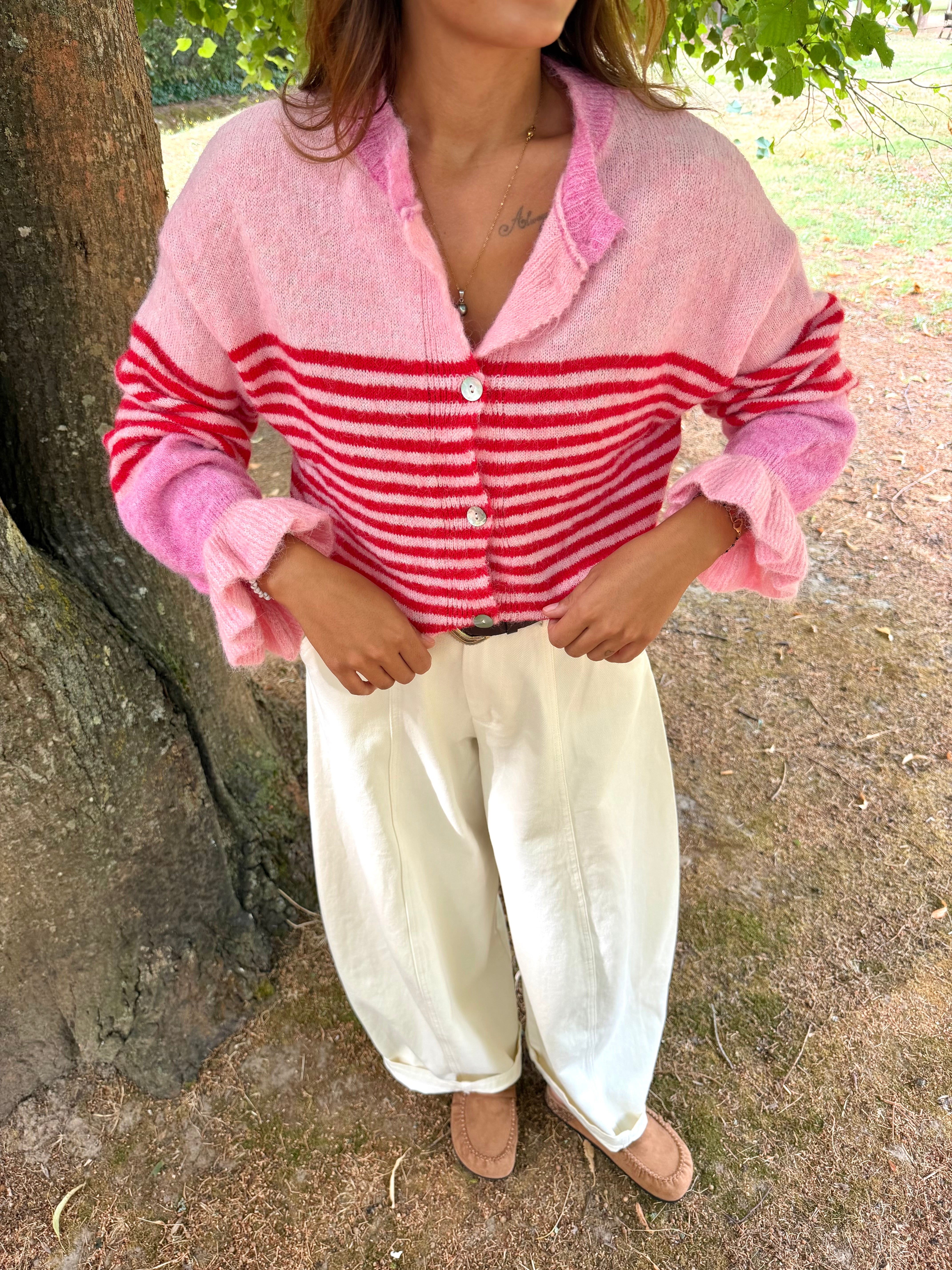 Gilet Rayé rouge