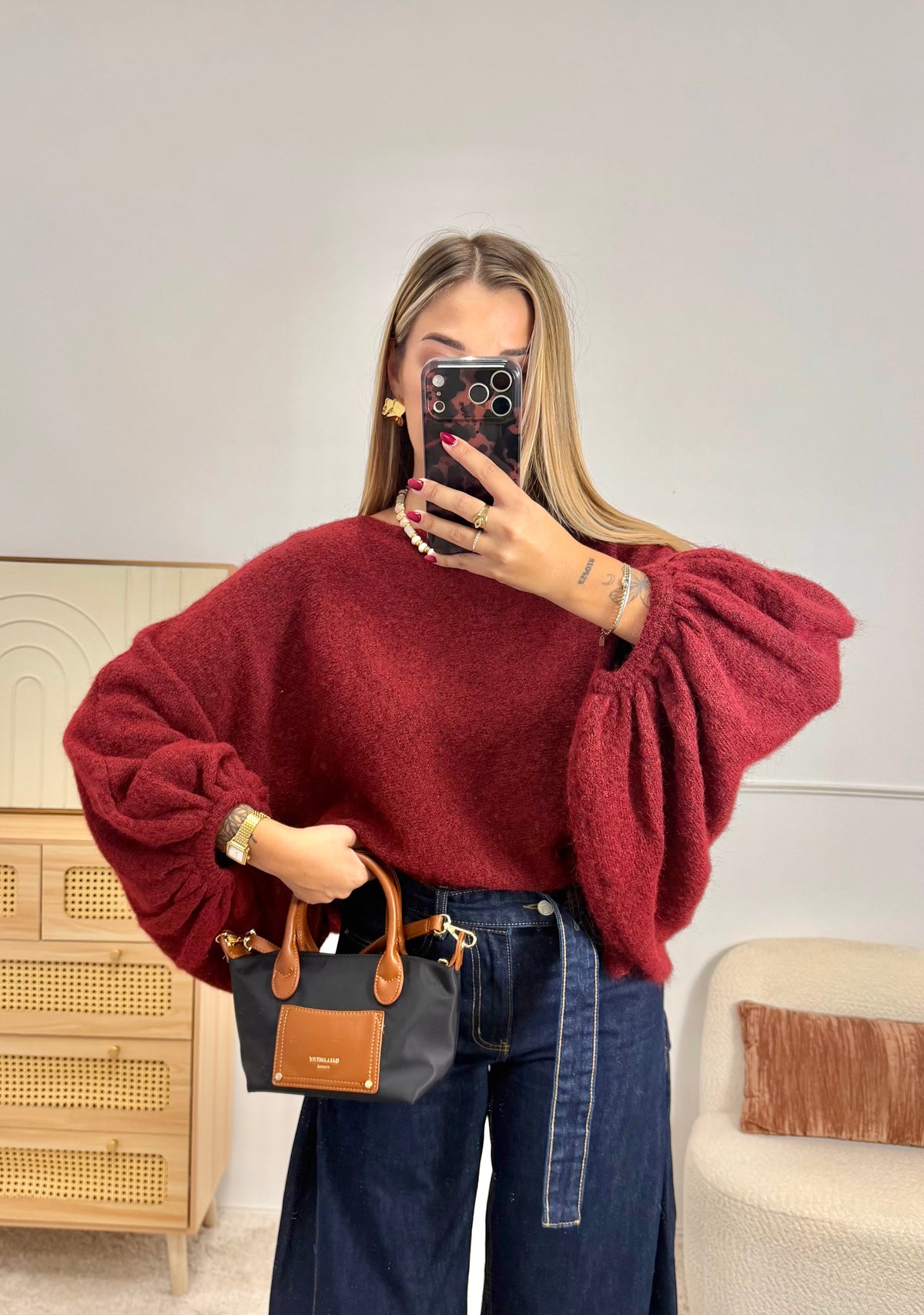 Pull manches ballon Bordeaux