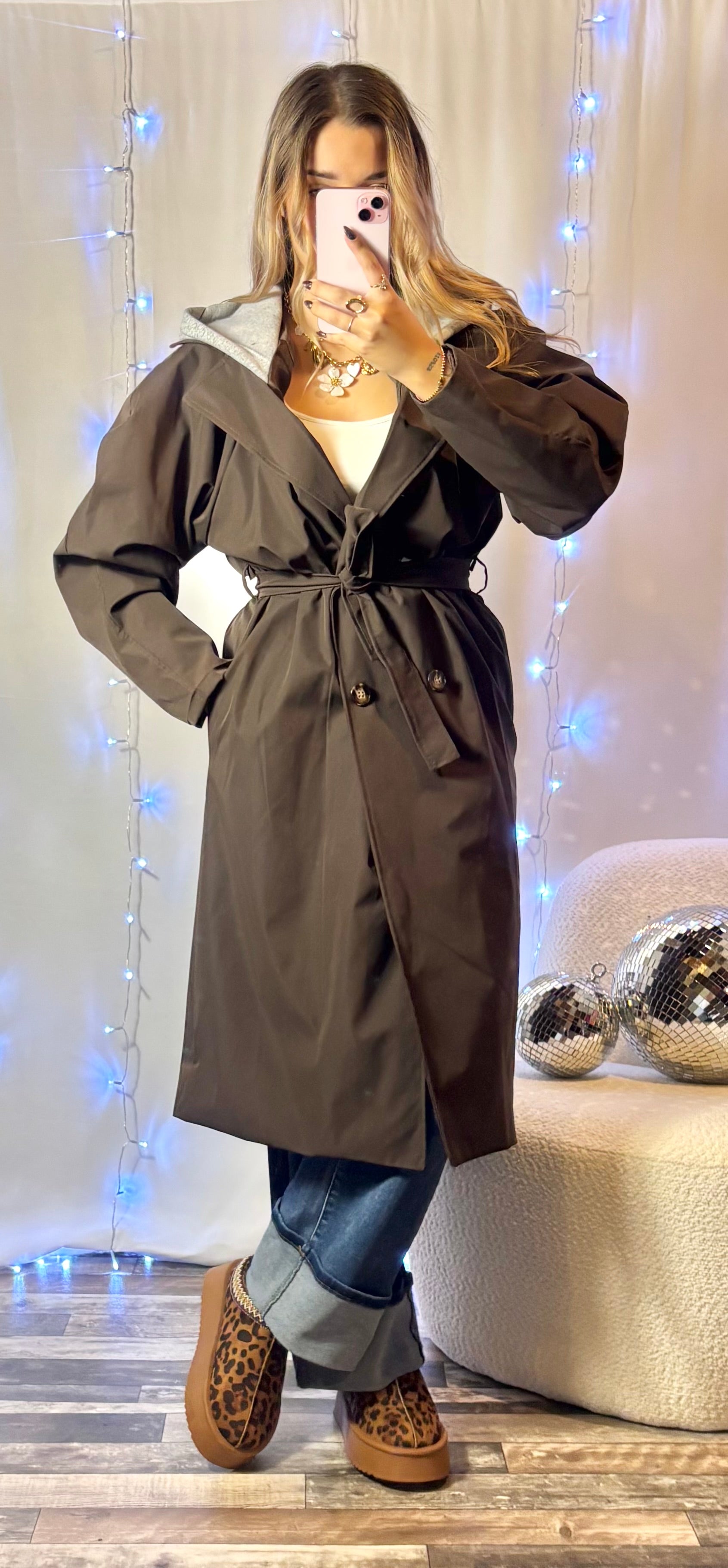 Trench Capuche Chocolat