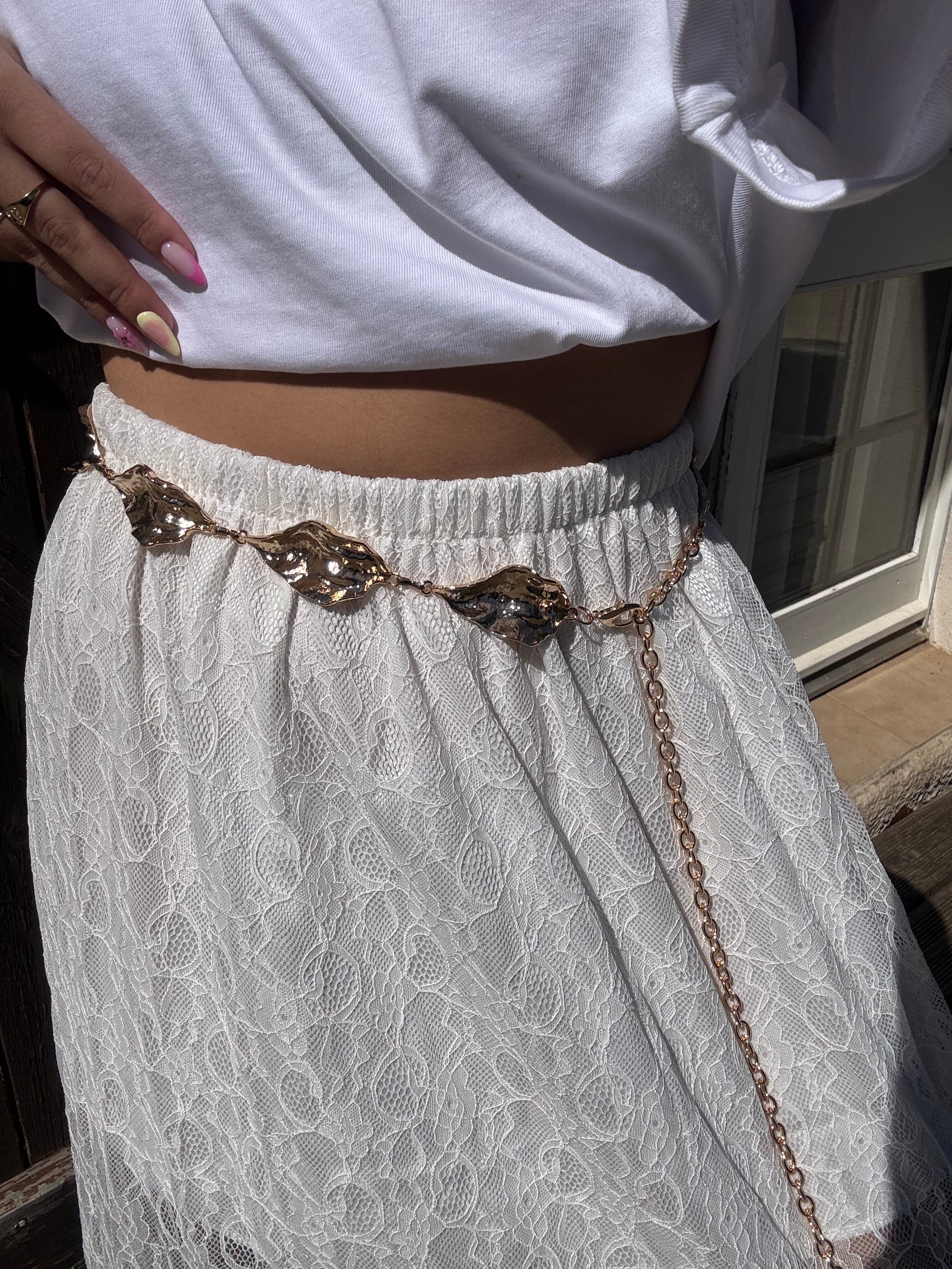 Ceinture Bijoux Feuille Dorée
