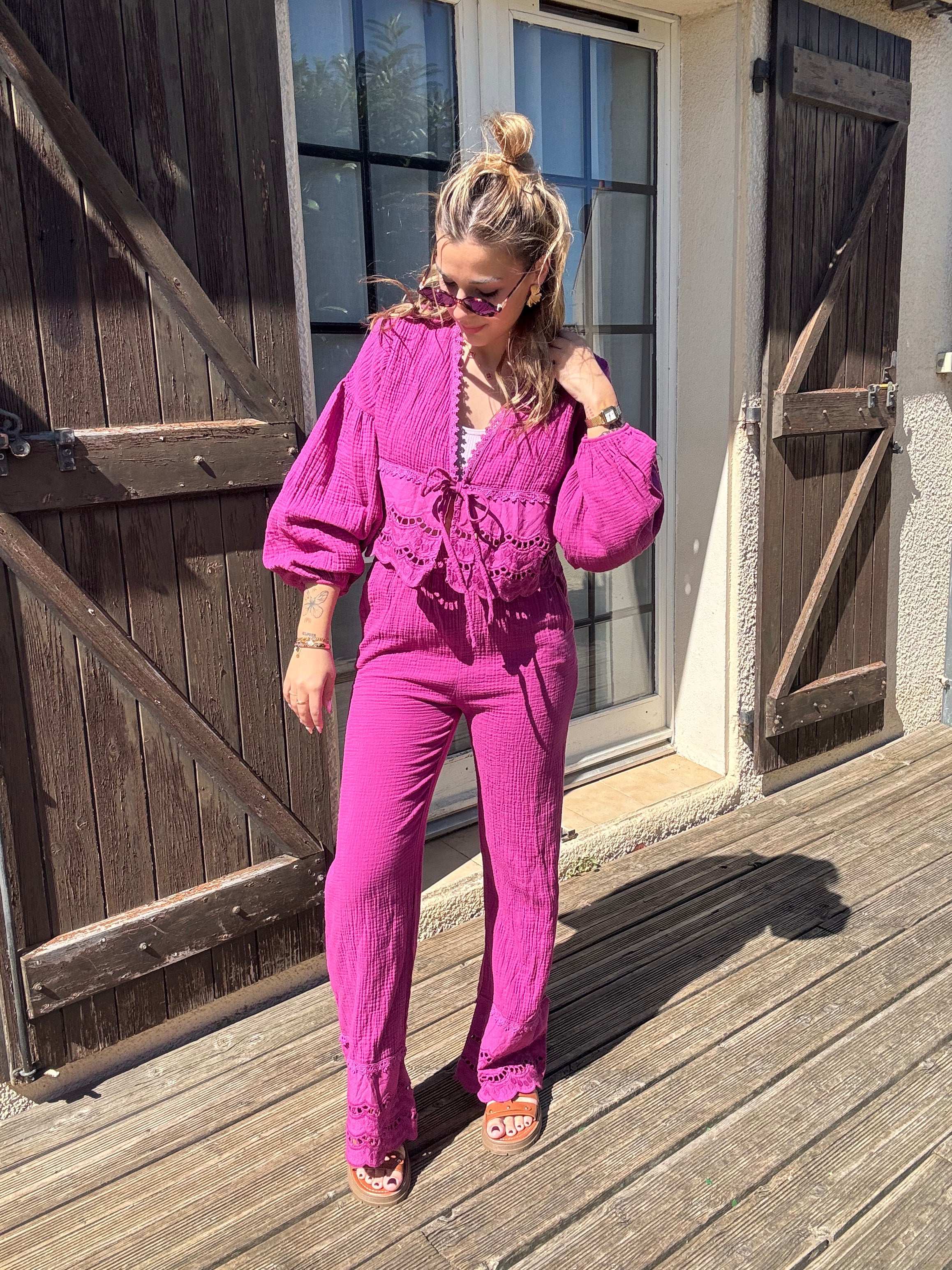 Ensemble Gaz de Coton Mauve