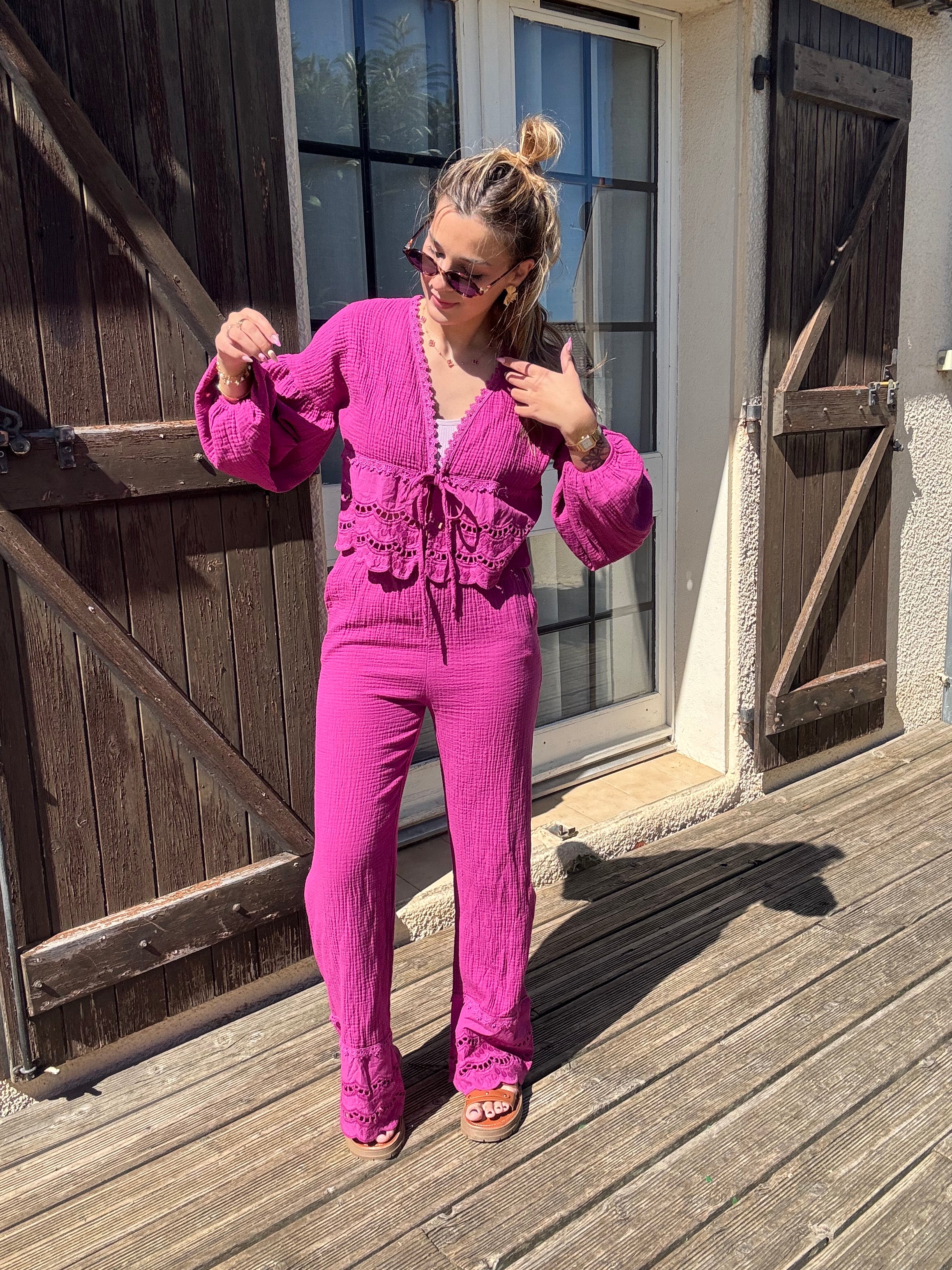 Ensemble Gaz de Coton Mauve