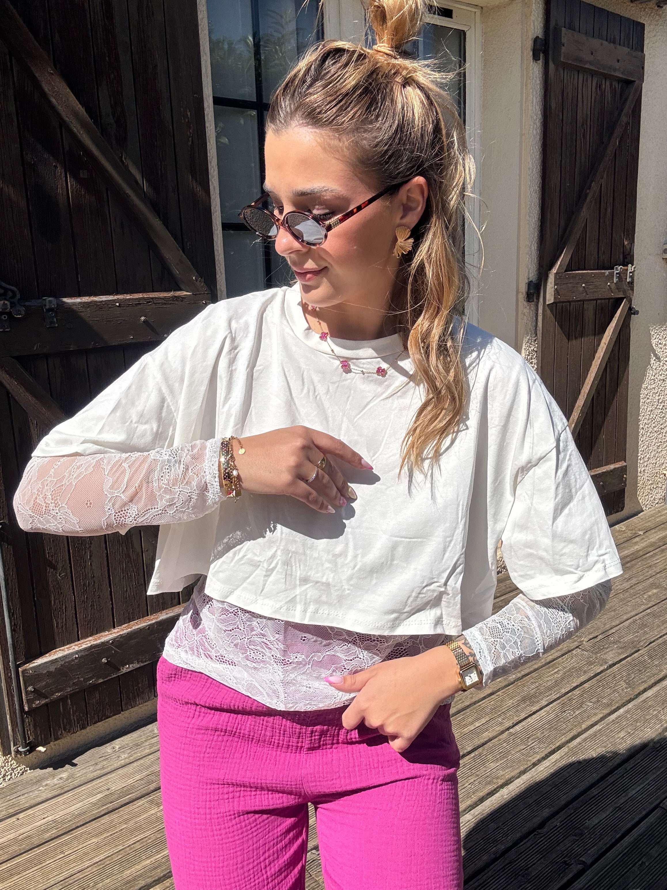 T-Shirt Dentelle Blanc