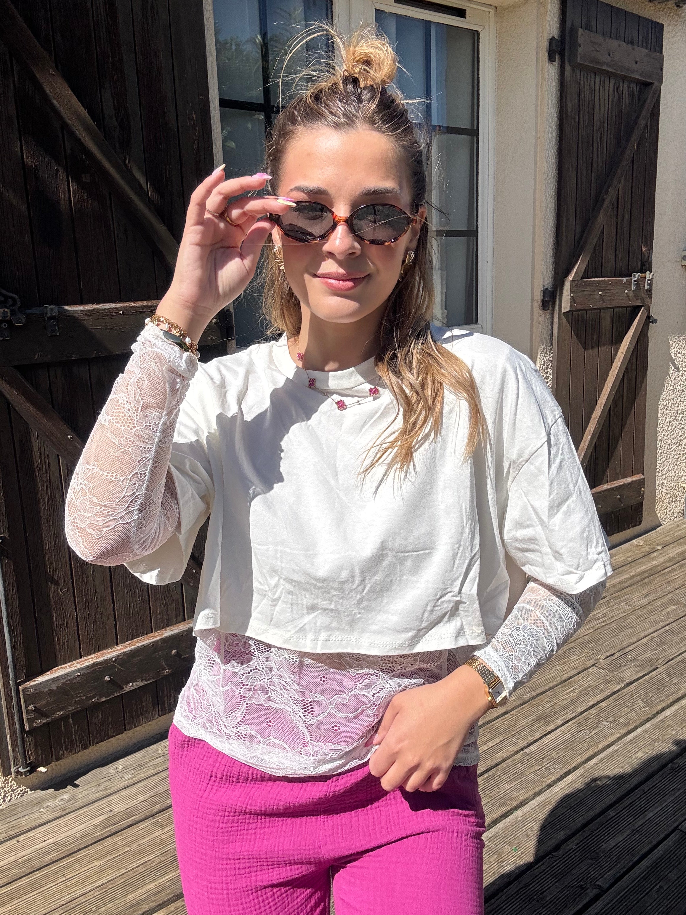 T-Shirt Dentelle Blanc