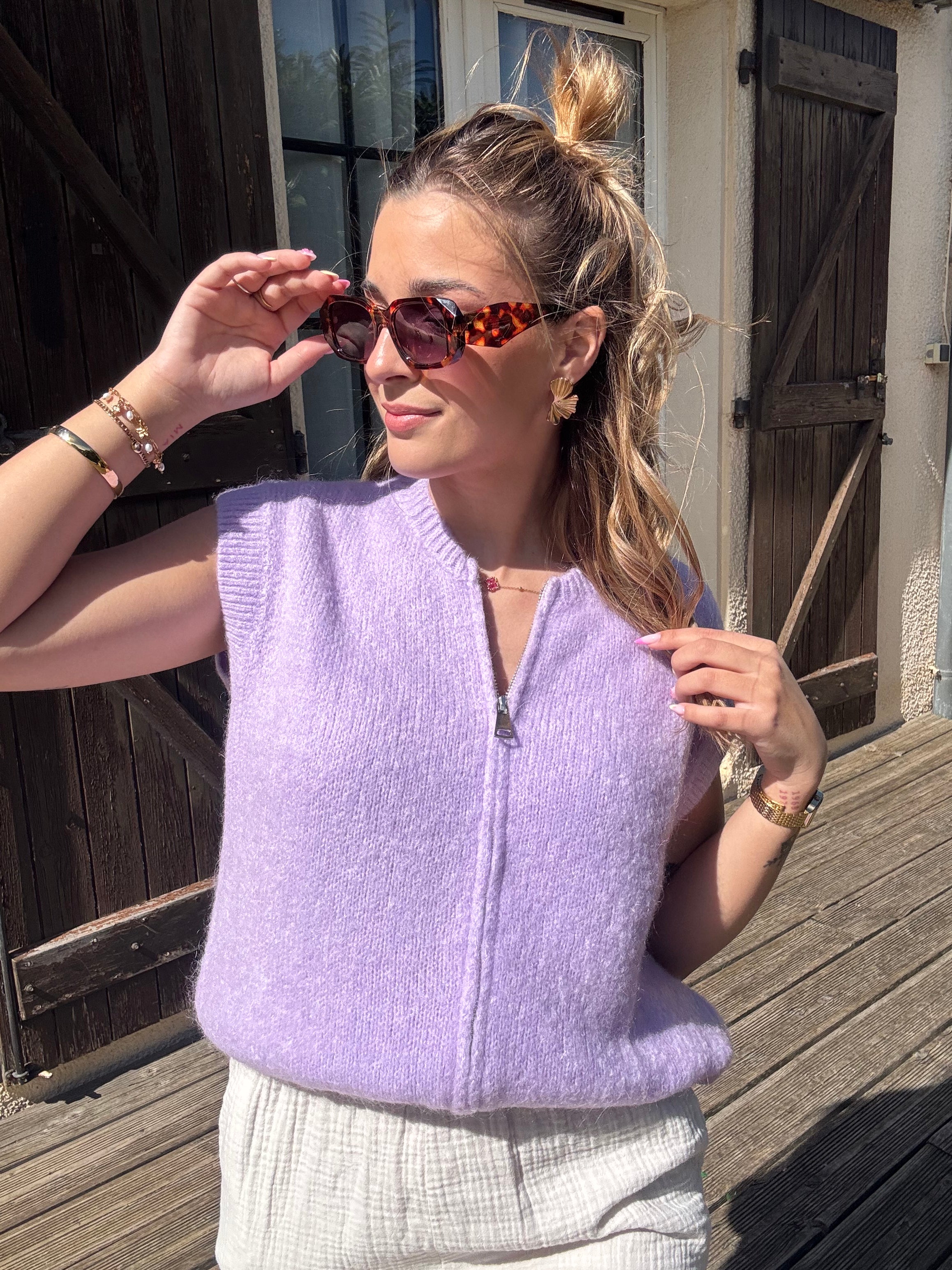 Gilet Fermeture éclair Lilas
