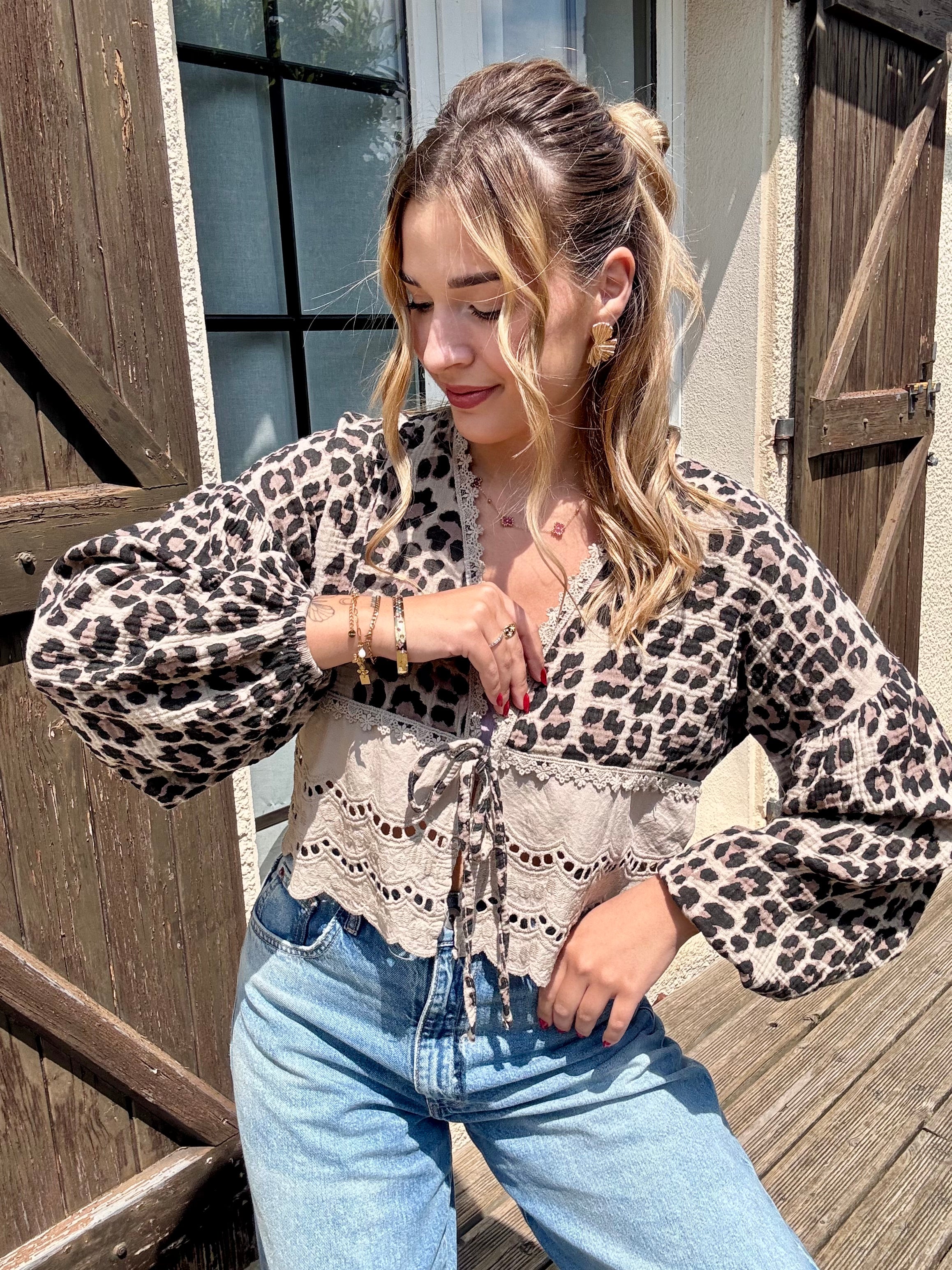Blouse Gaz de Coton Léopard
