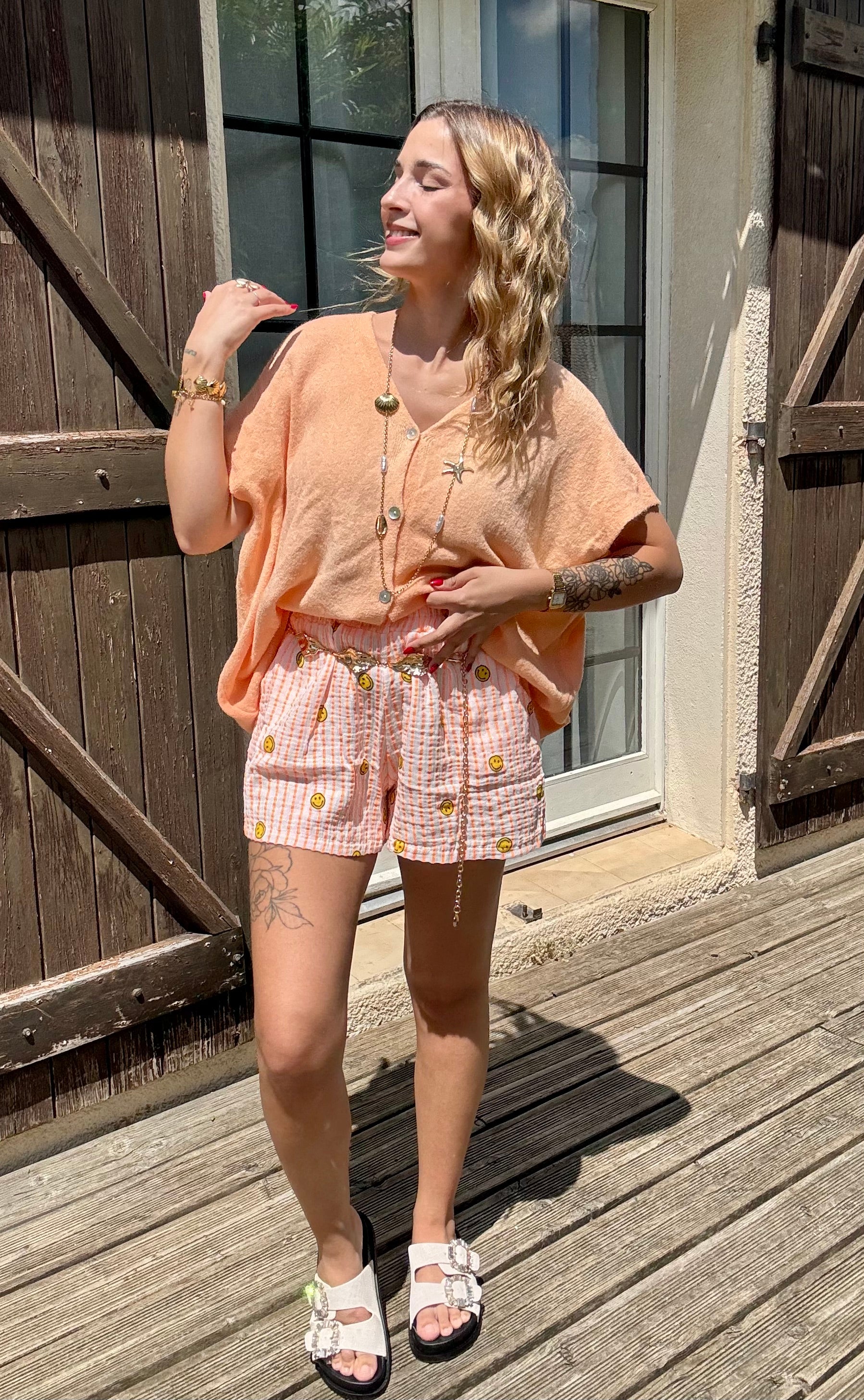 Gilet Manches Courte Orange