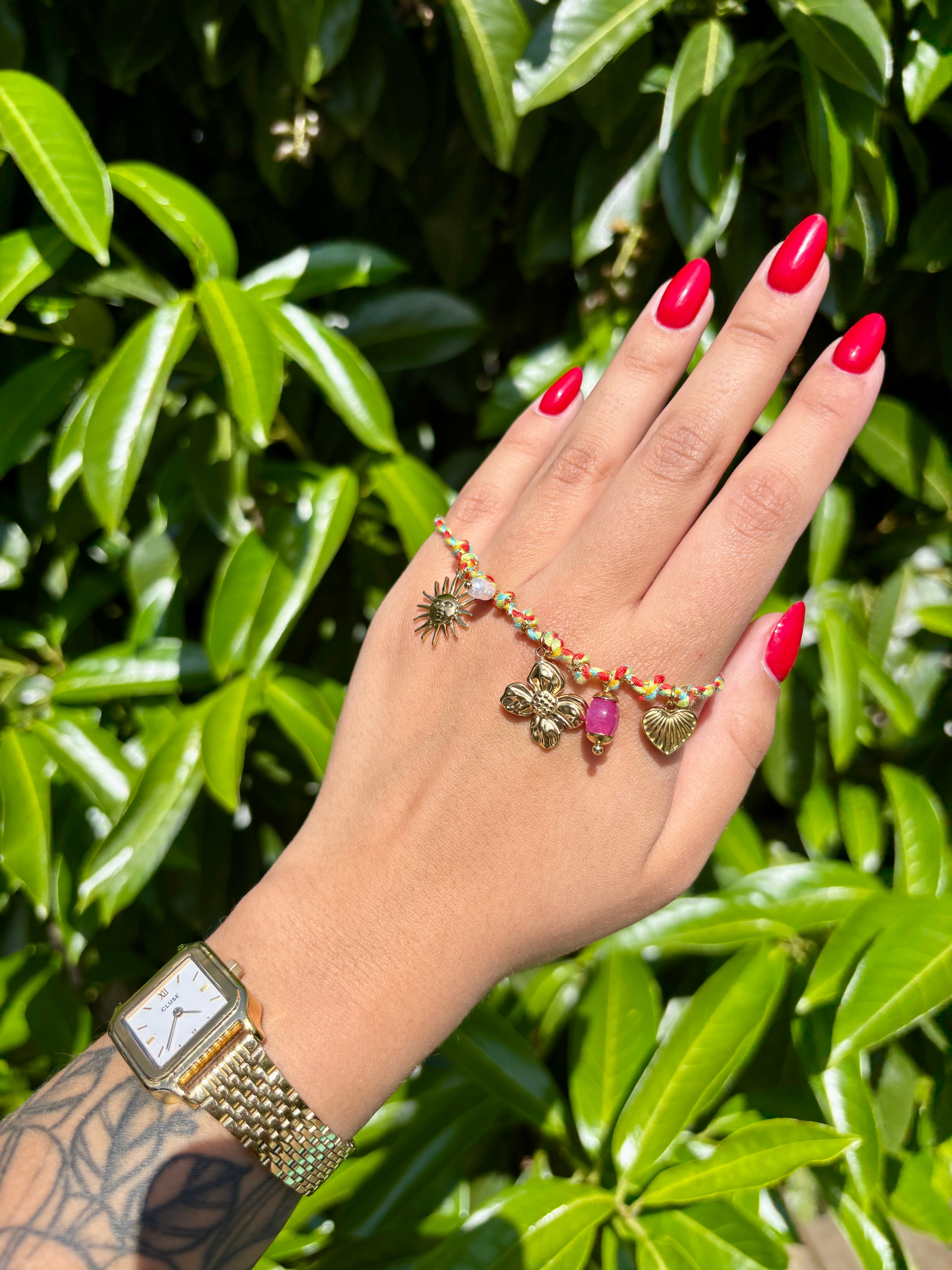 Bracelet Fleurs Rouge