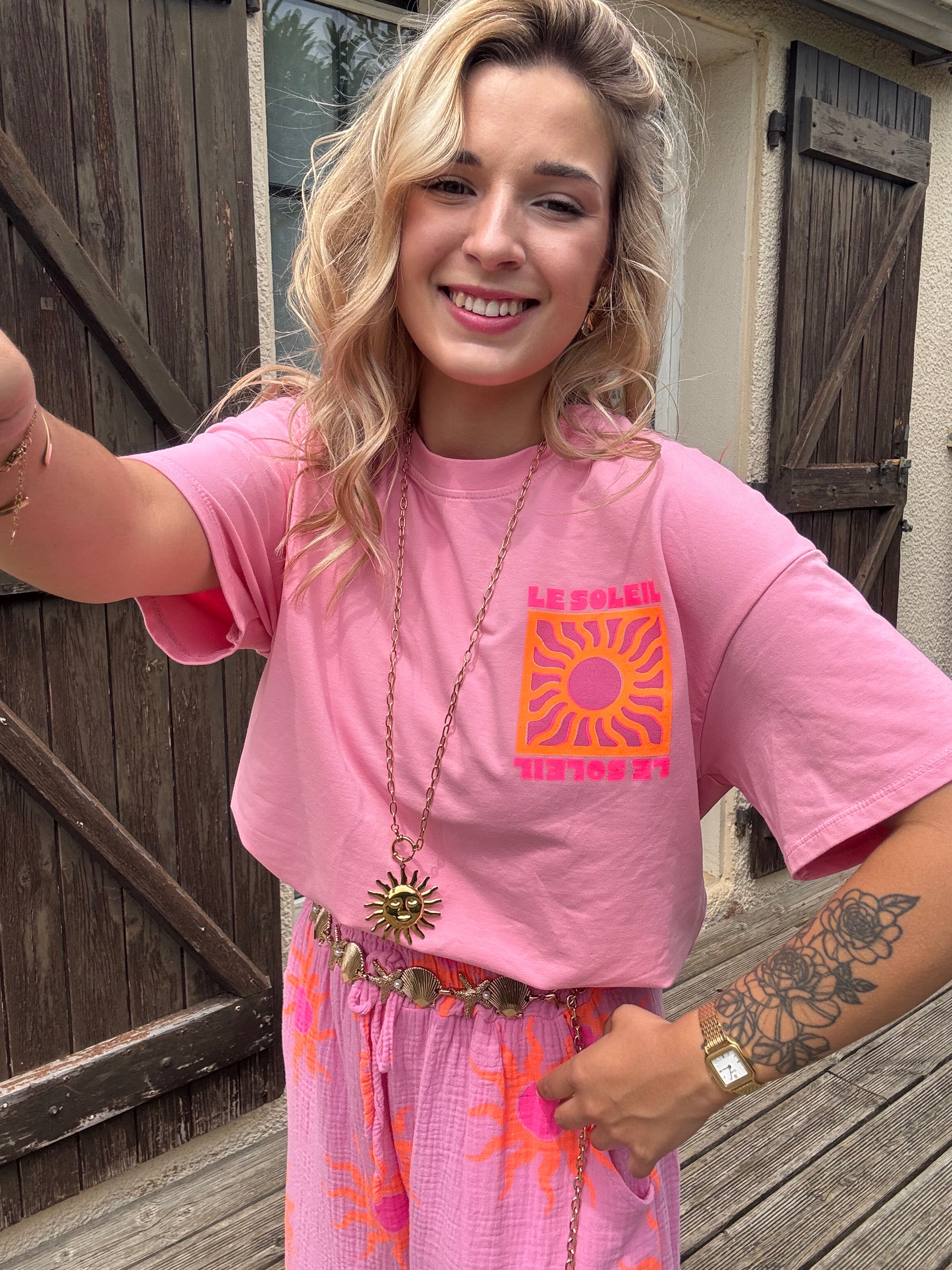 T-Shirt Soleil Rose