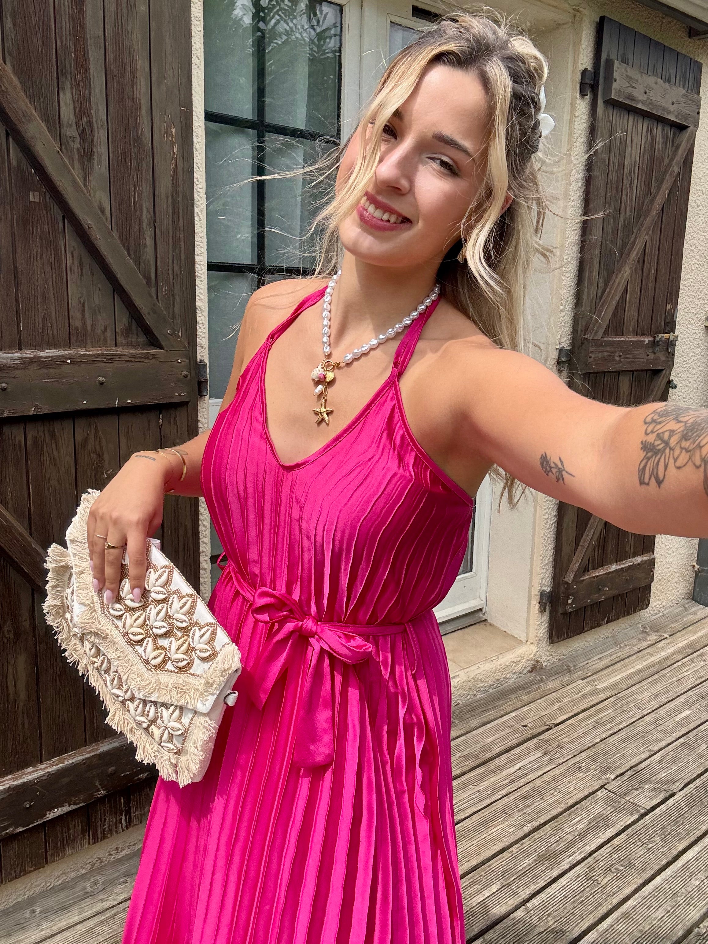 Robe Plissée Fuchsia