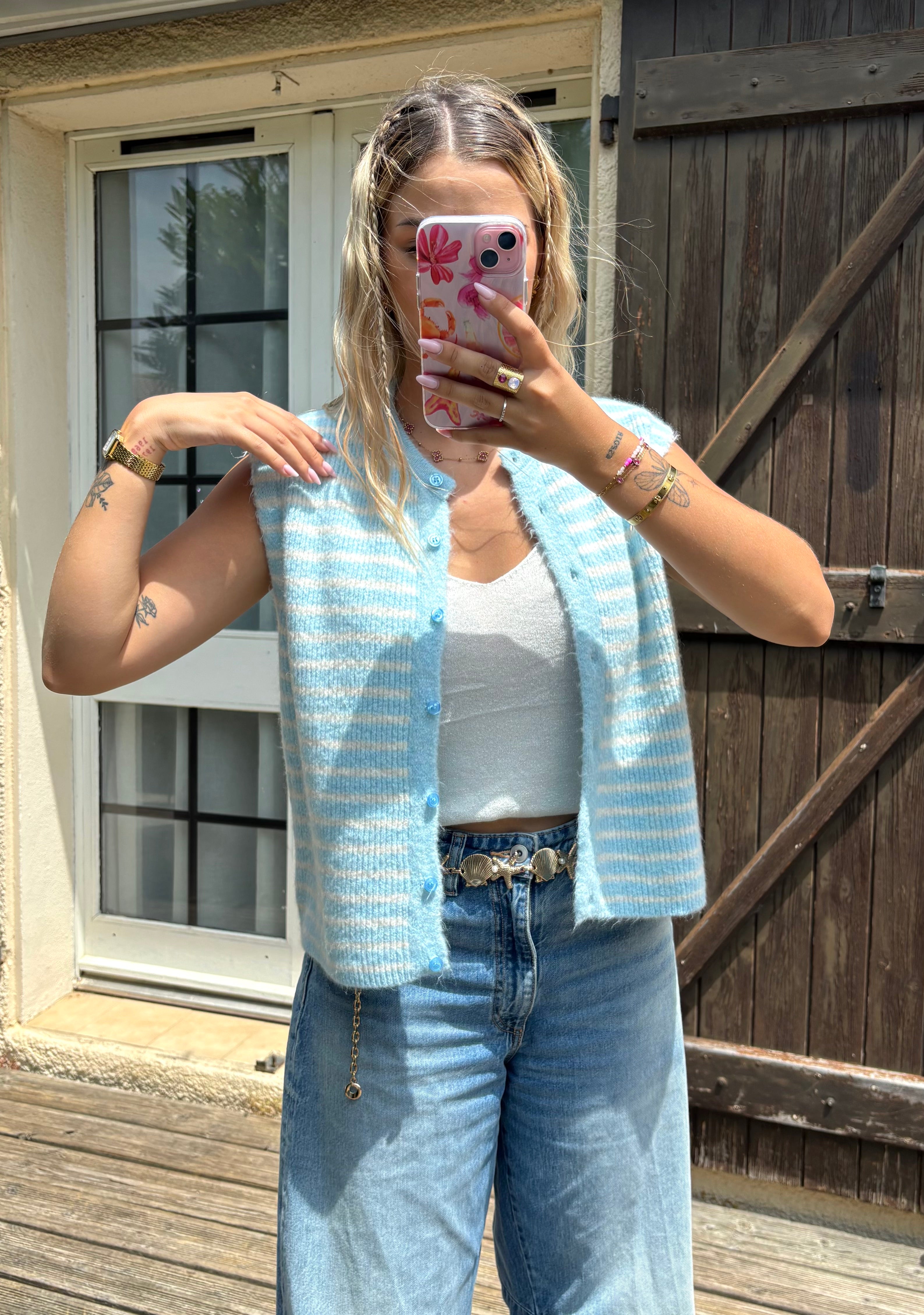 Gilet Rayé bleu
