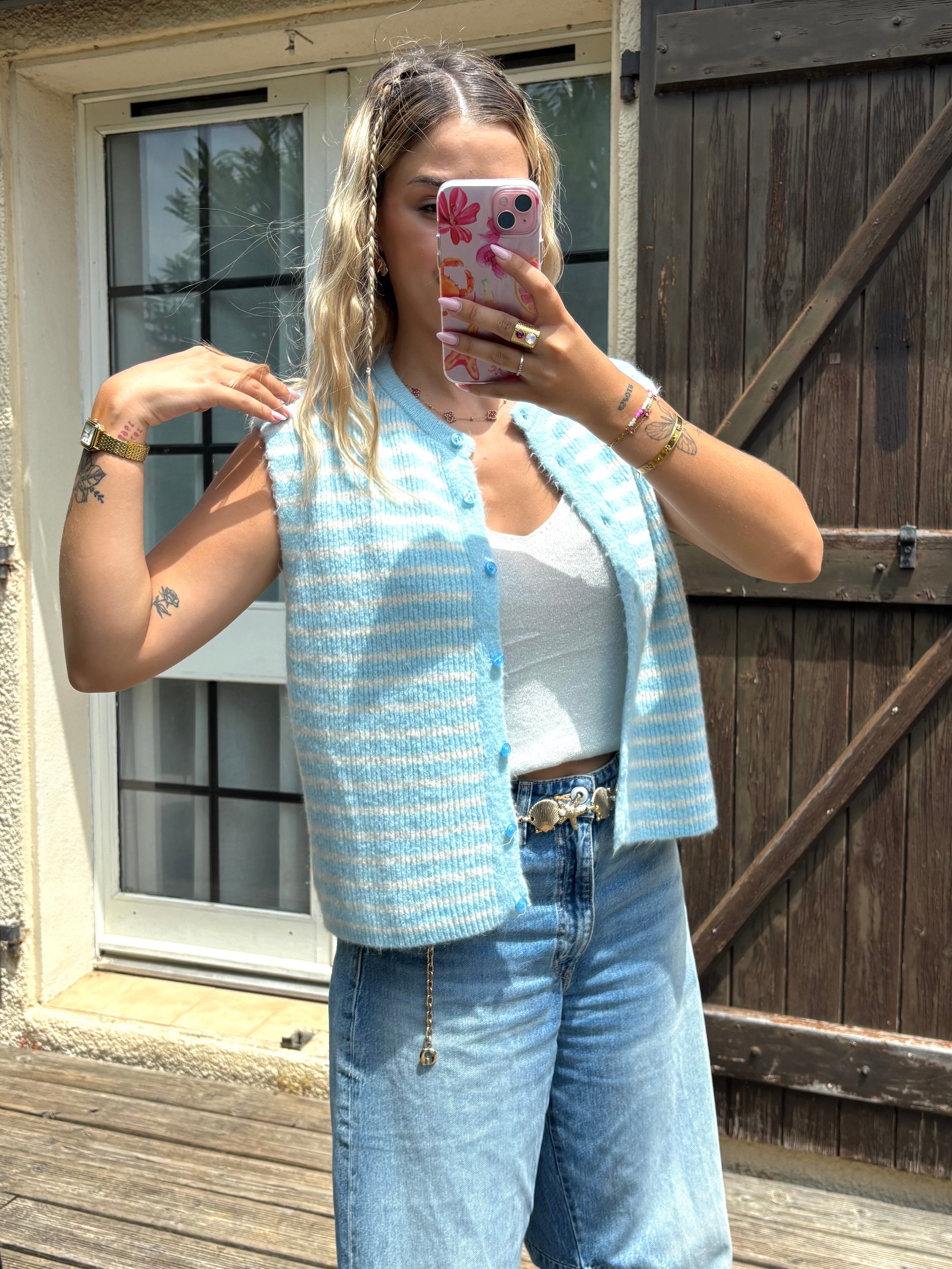 Gilet Rayé bleu