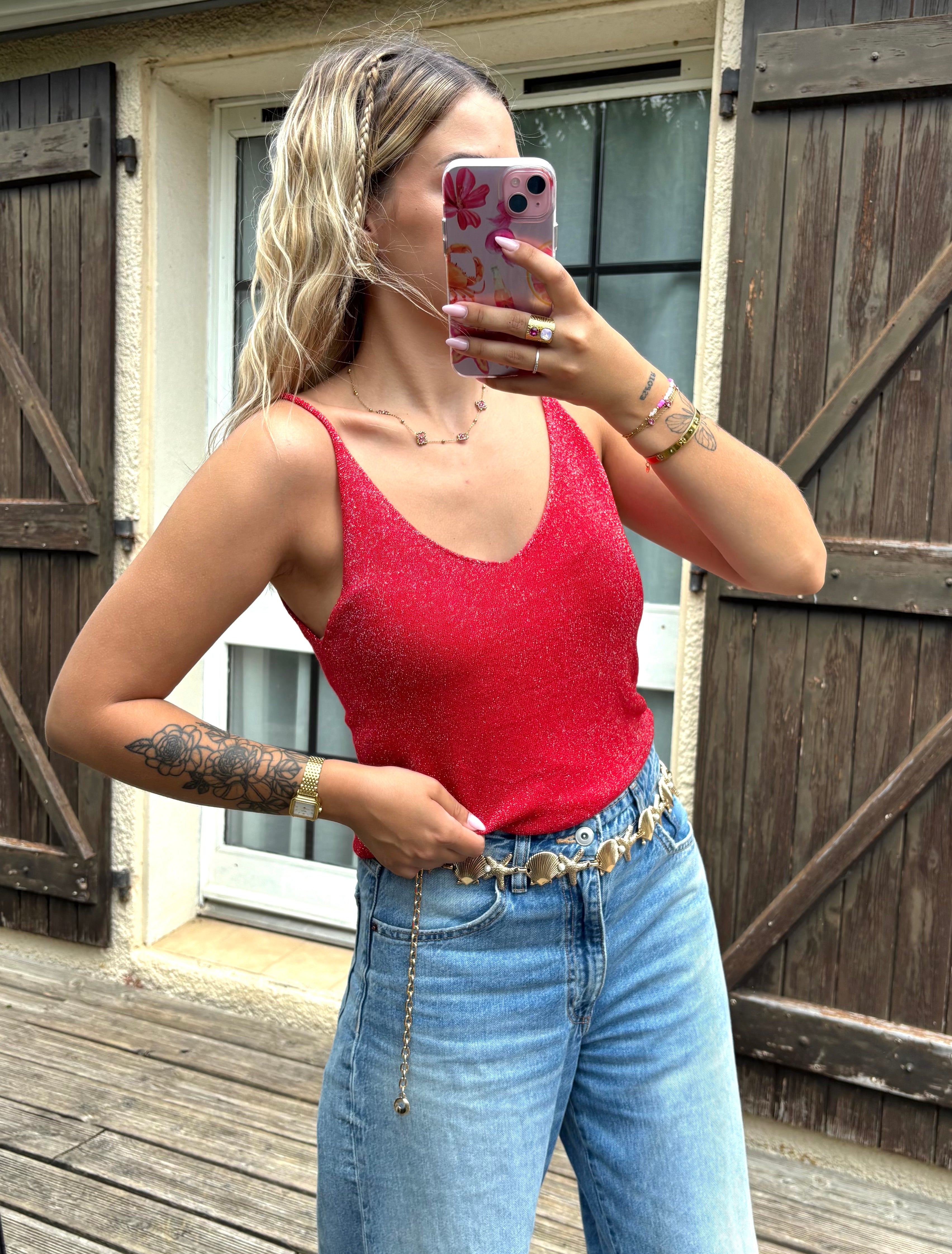 Top Brillant Rouge