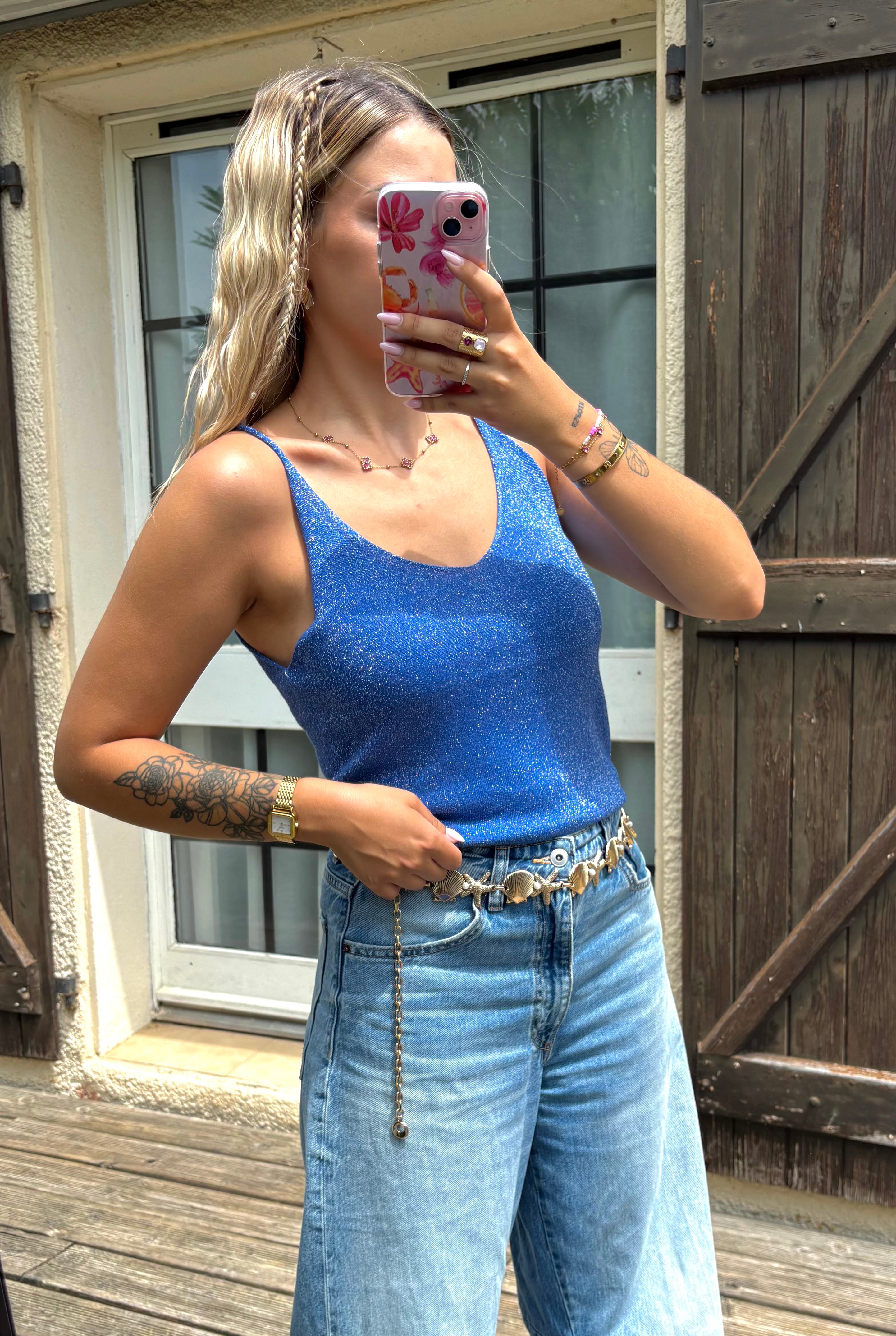 Top Brillant Bleu Roi