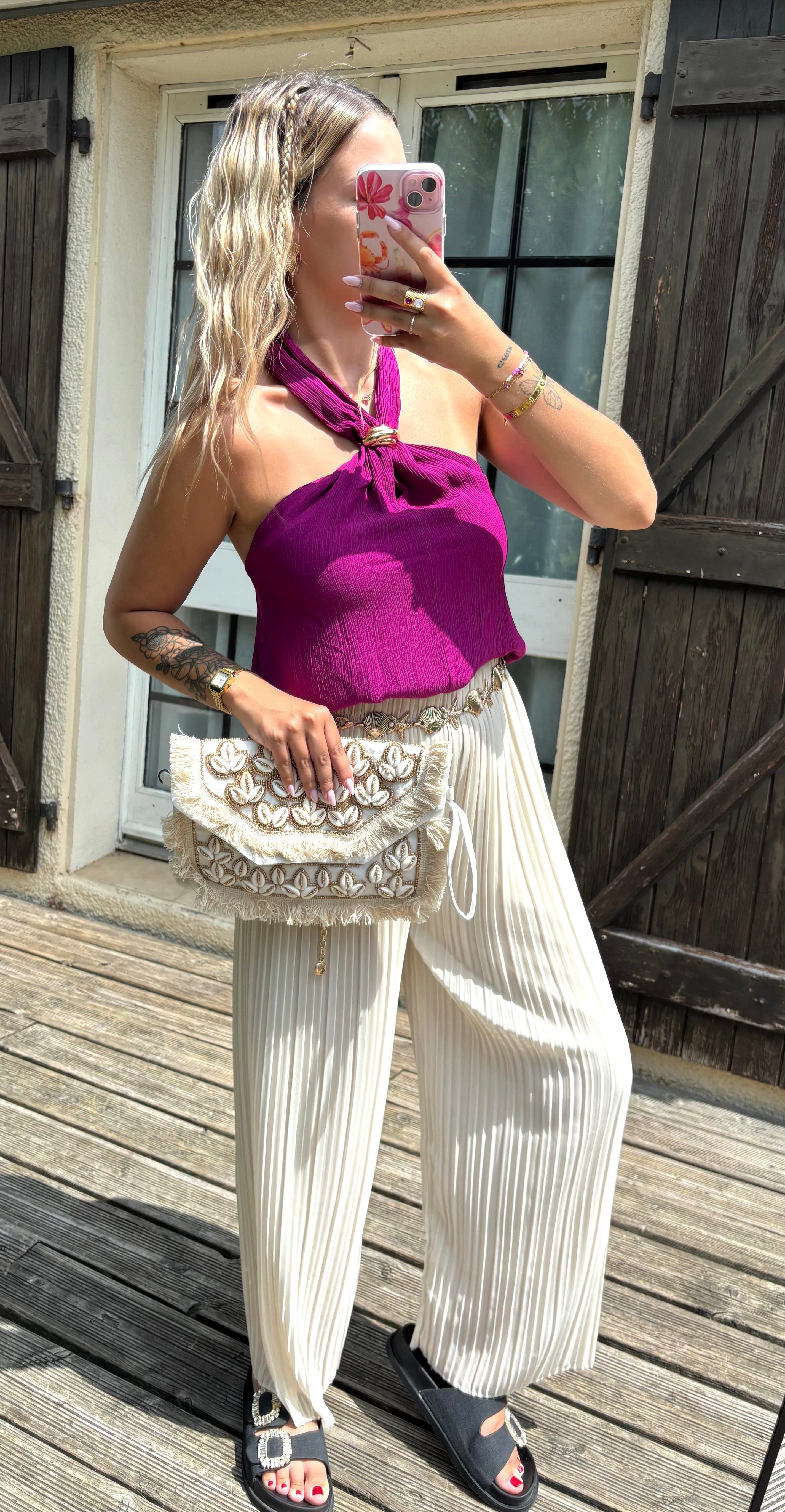 Top Col Bijoux Mauve
