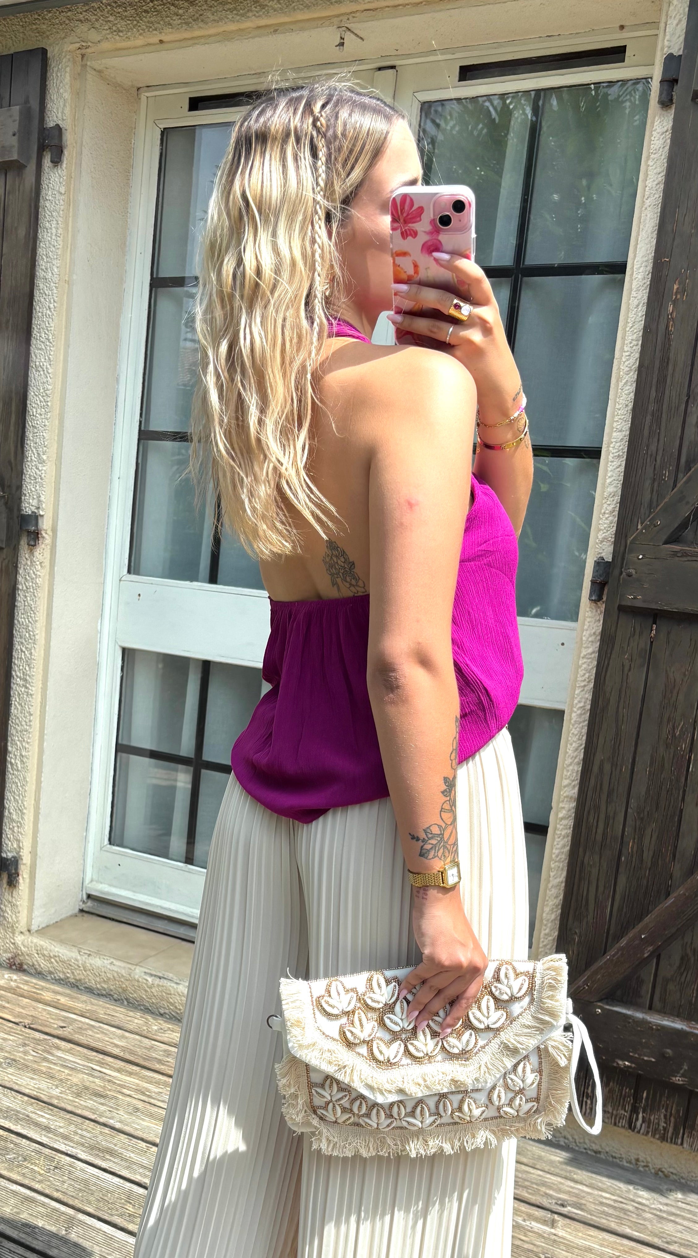 Top Col Bijoux Mauve