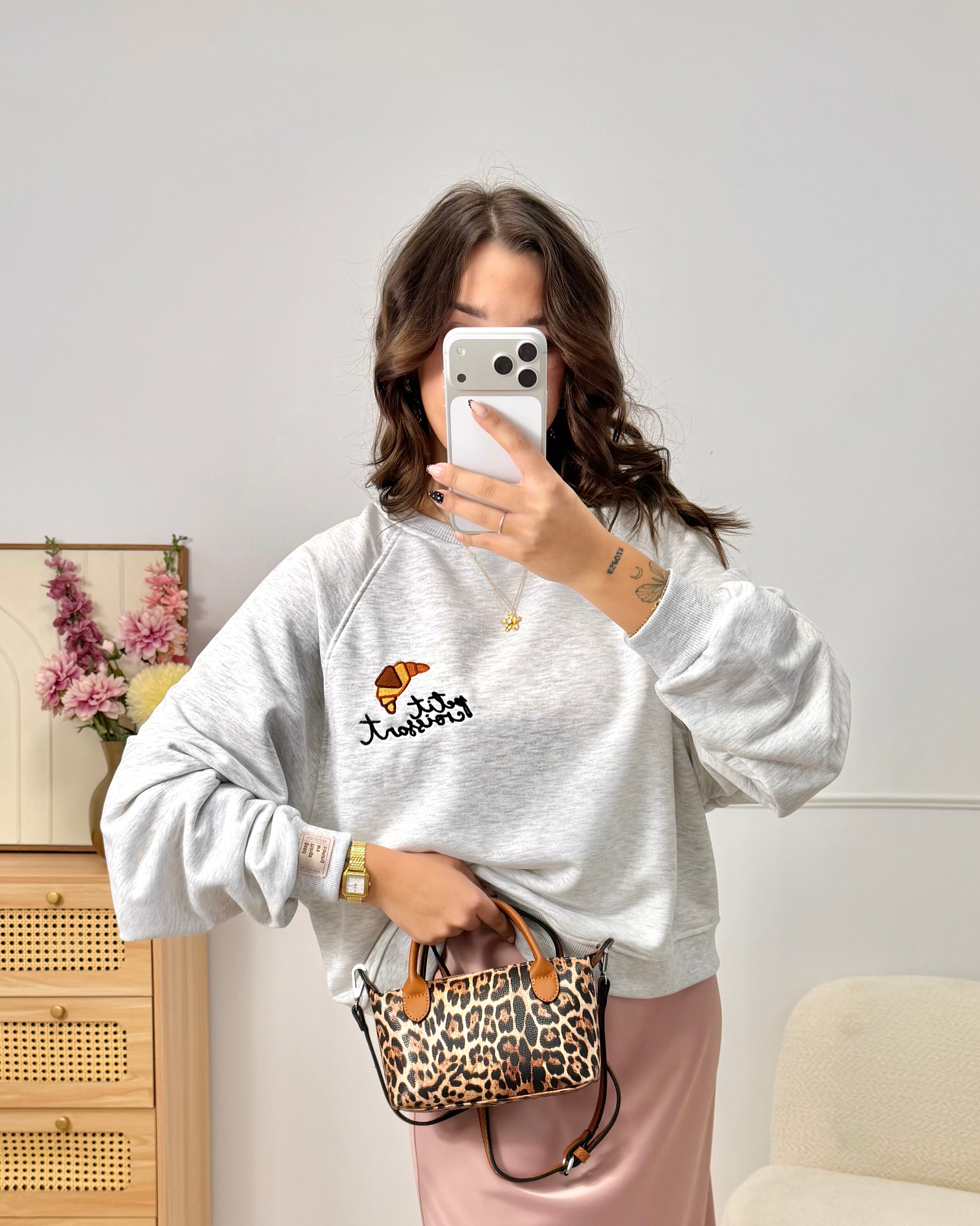 Sweat"PETIT CROISSANT" gris