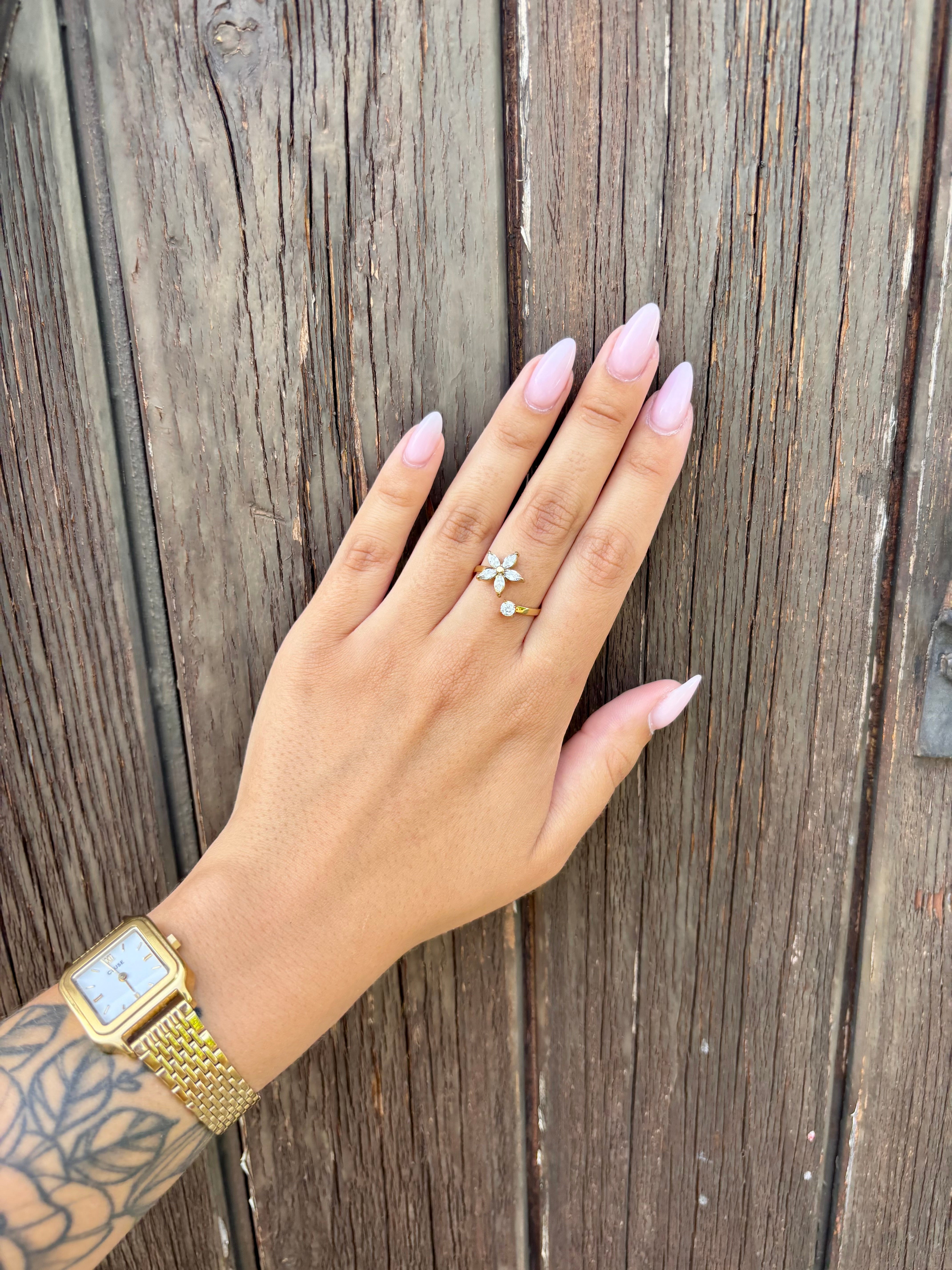 Bague Fleur Cristaux
