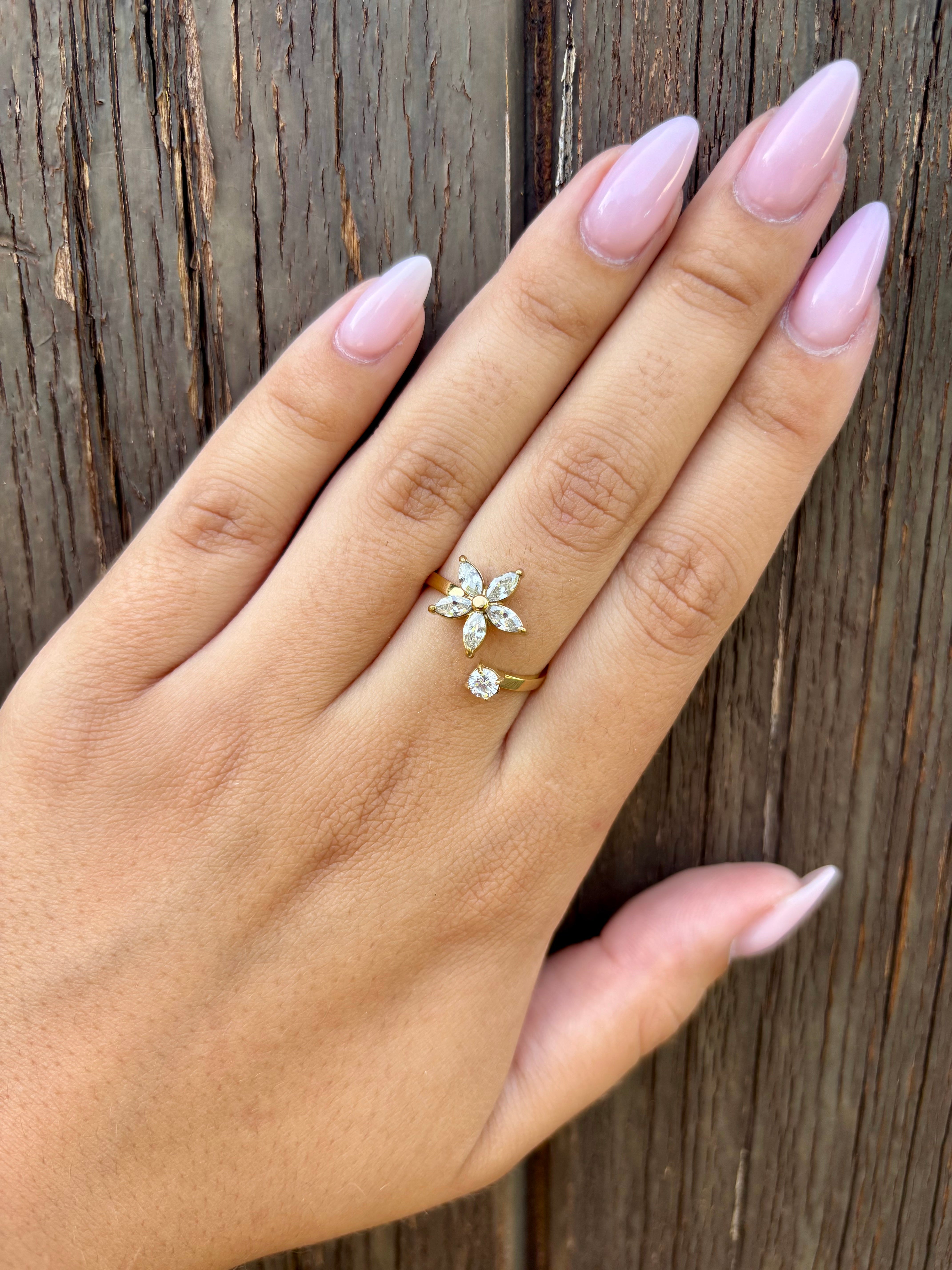 Bague Fleur Cristaux