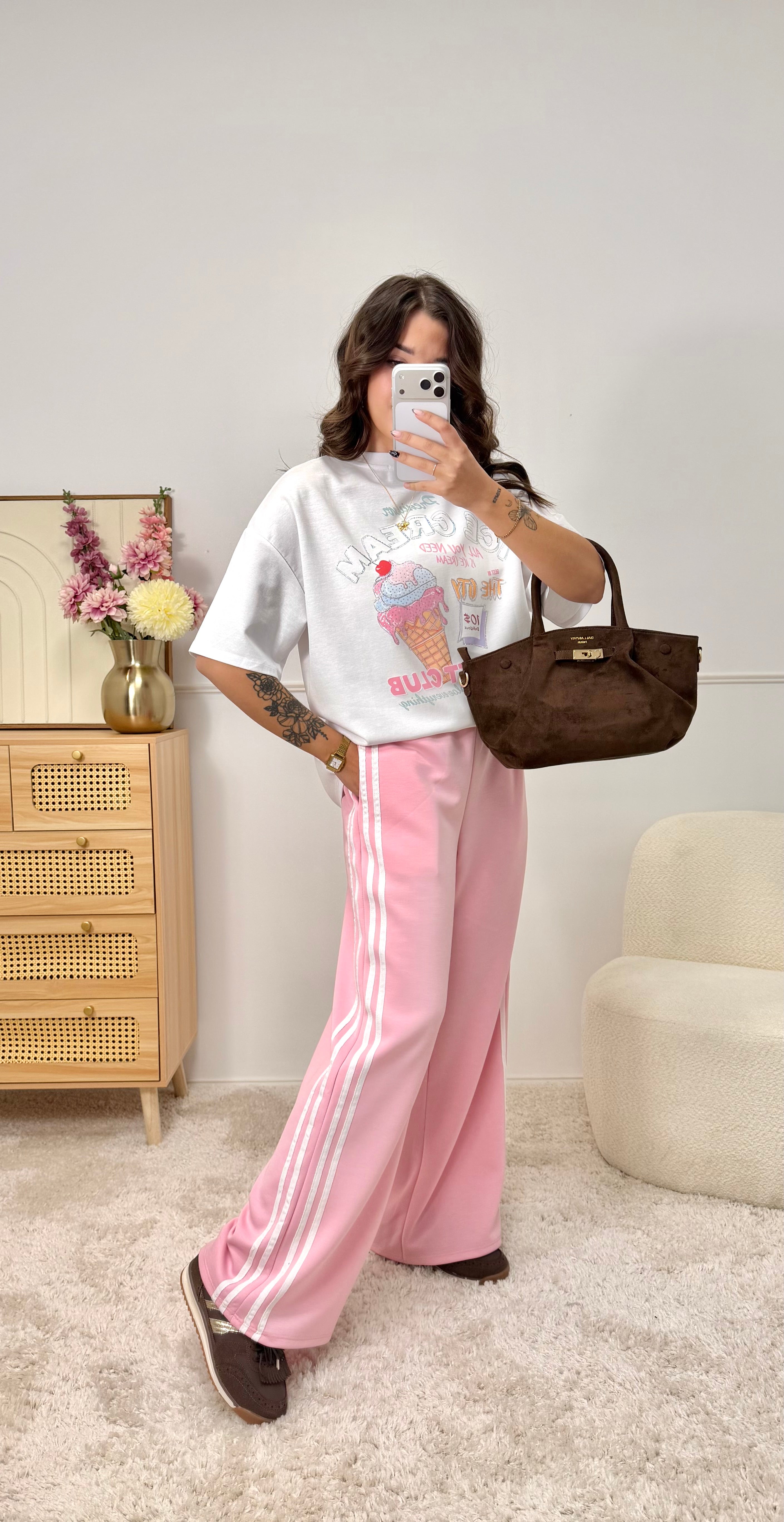 Jogging avec Bandes Rose