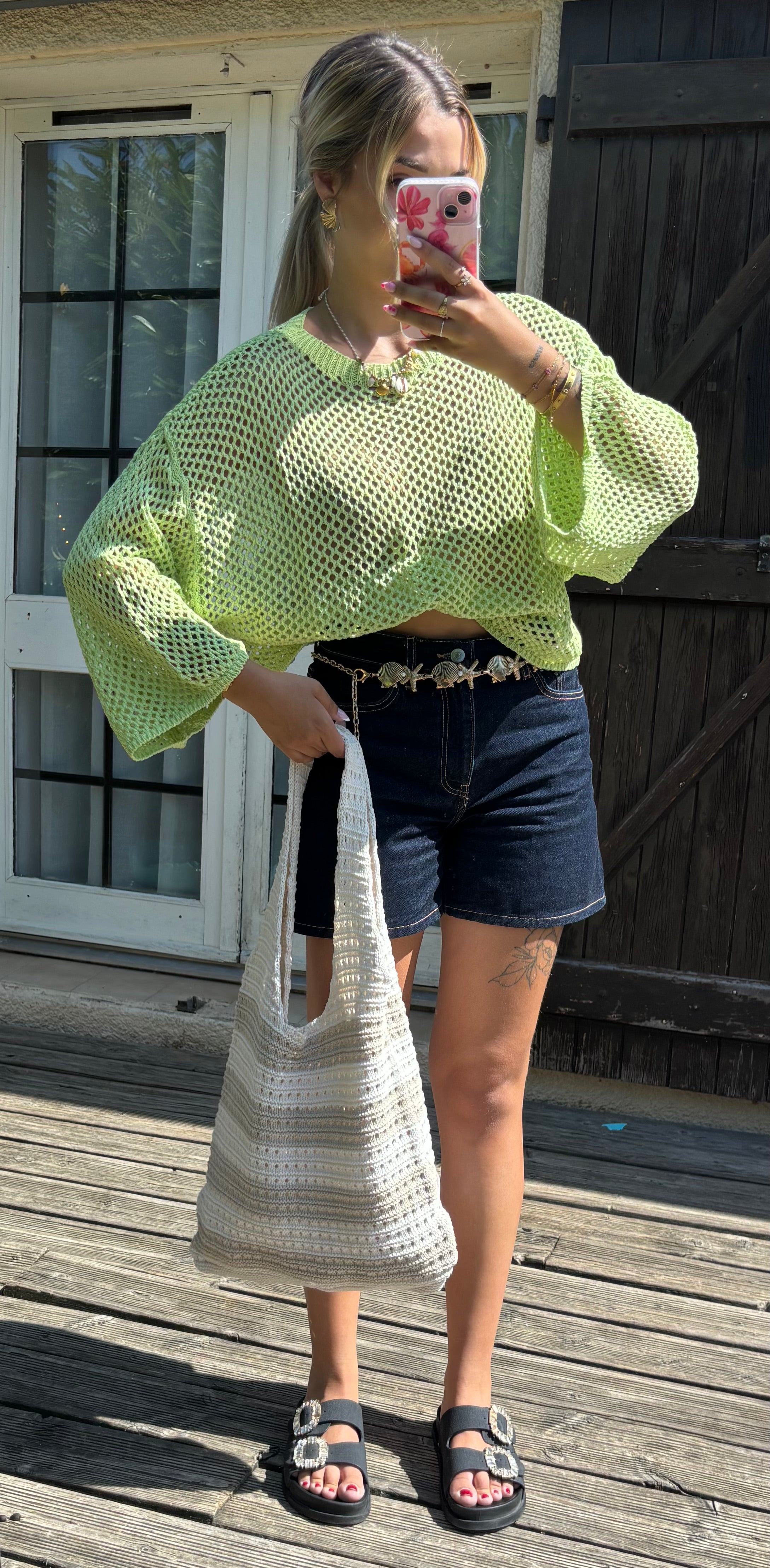 Blouse Crochet Vert