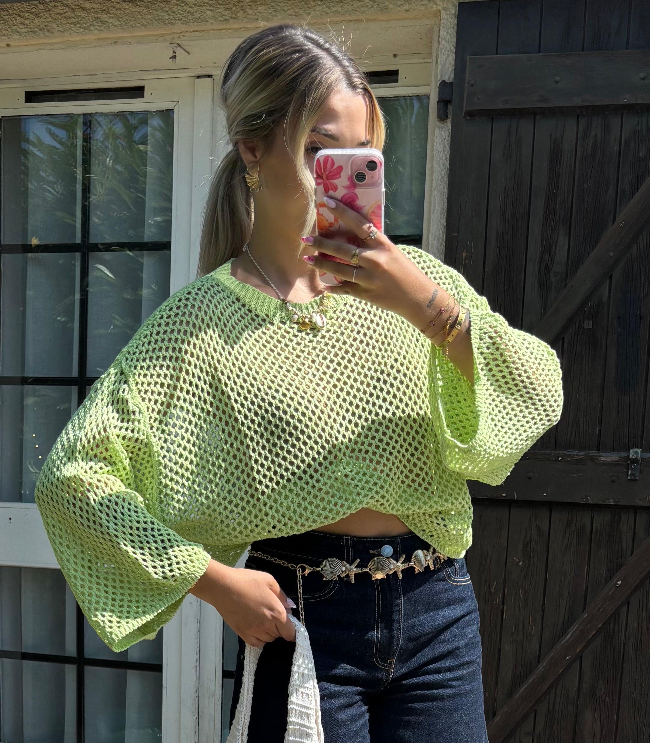 Blouse Crochet Vert