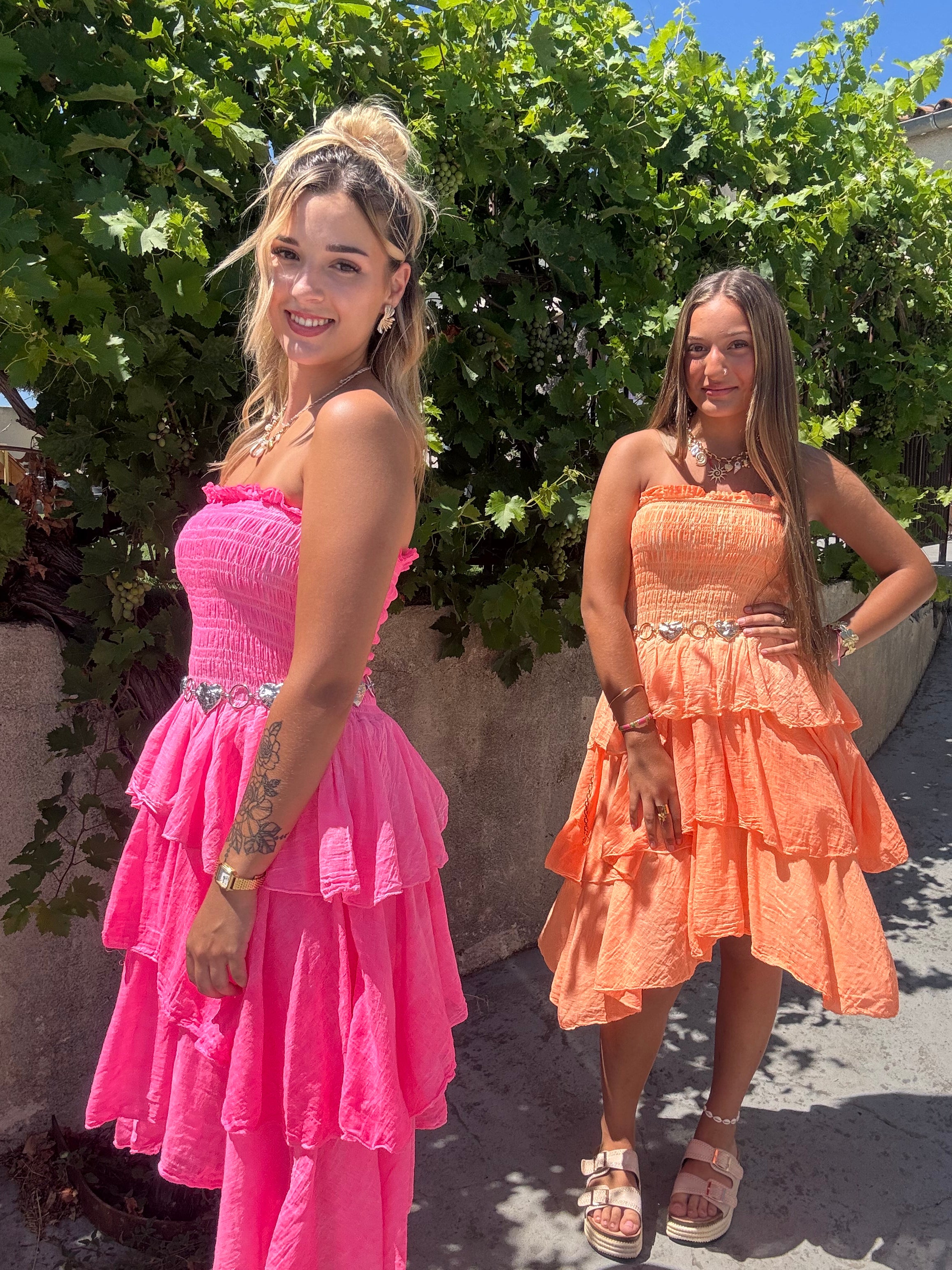 Robe Courte Volant Rose