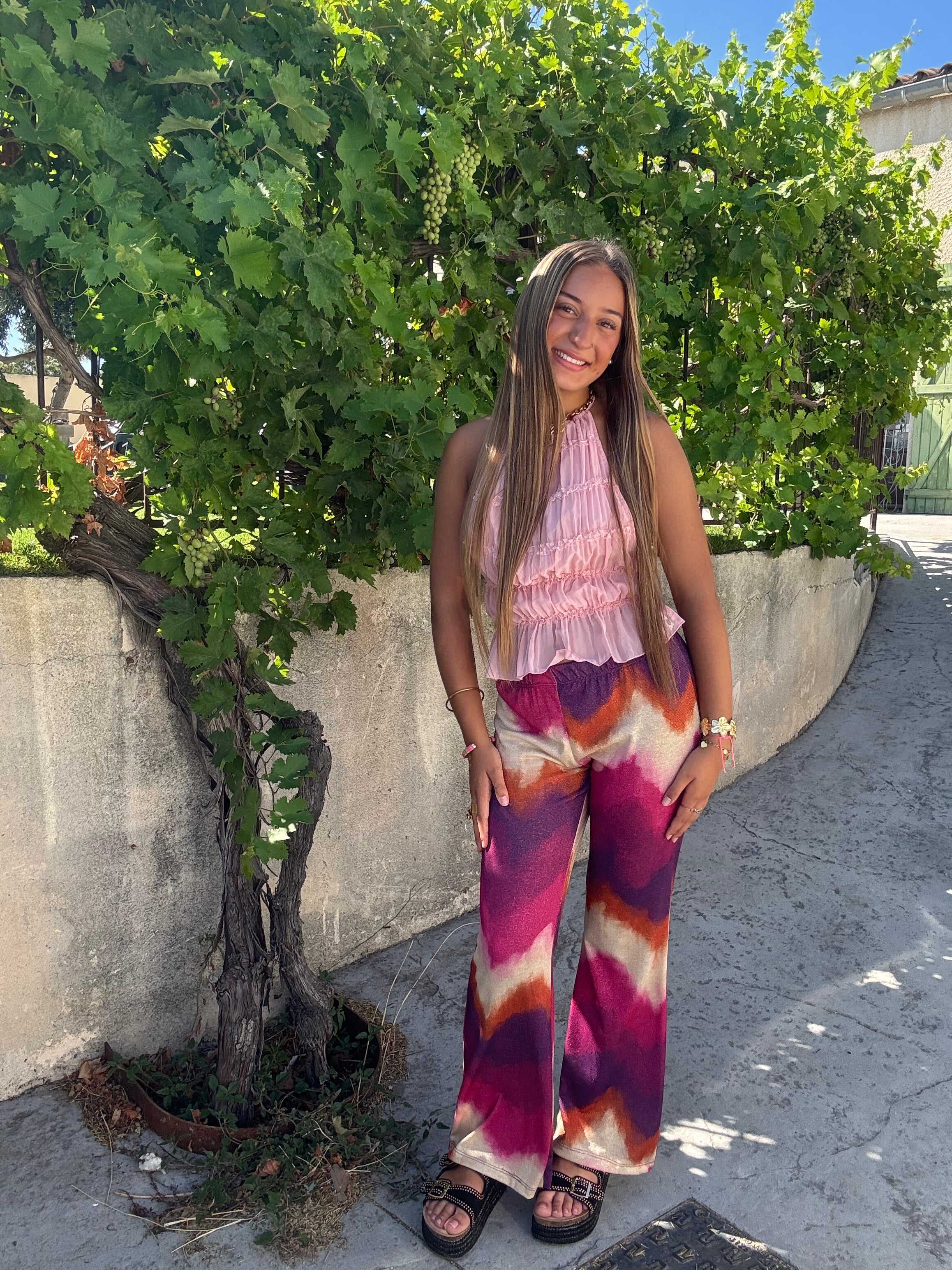 Pantalon motif Mauve