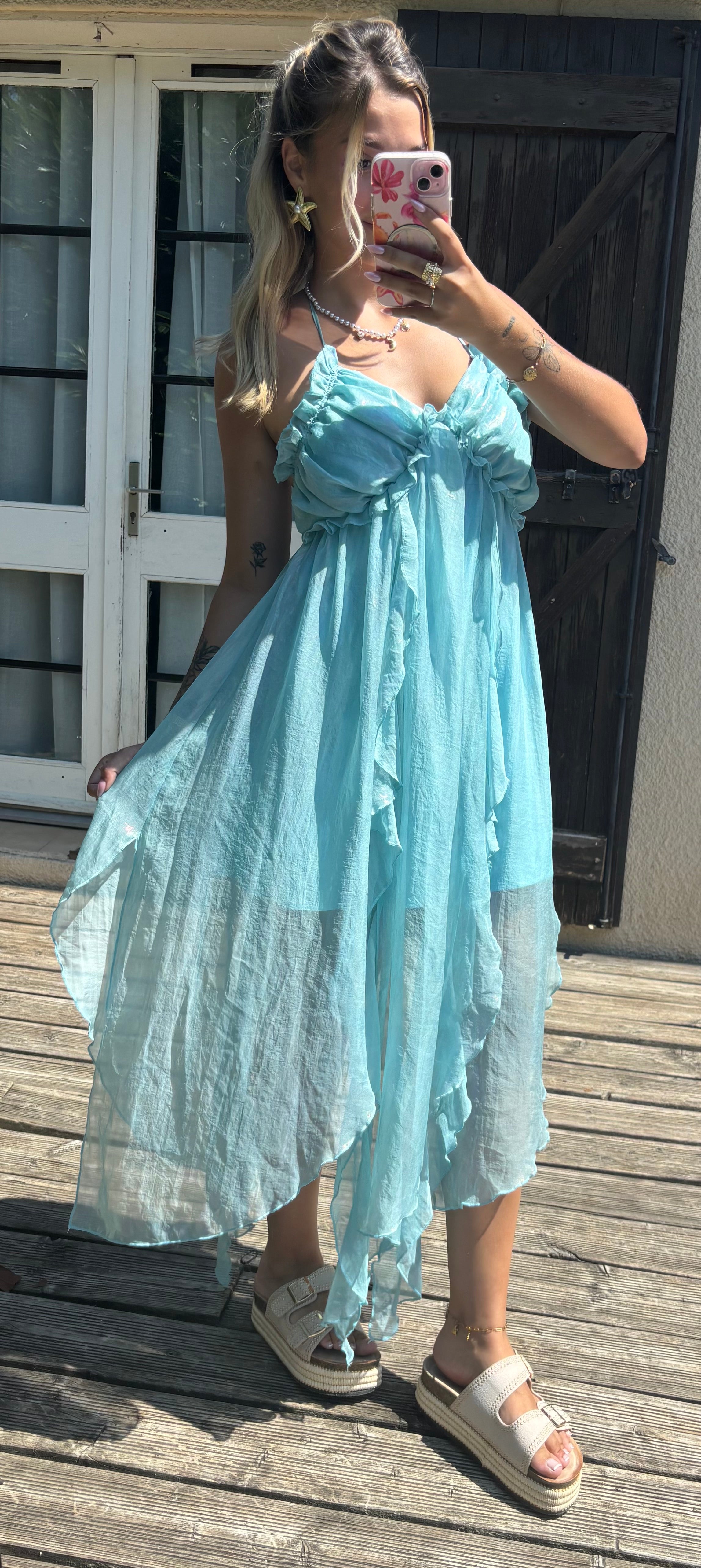 Robe Volant Bleu