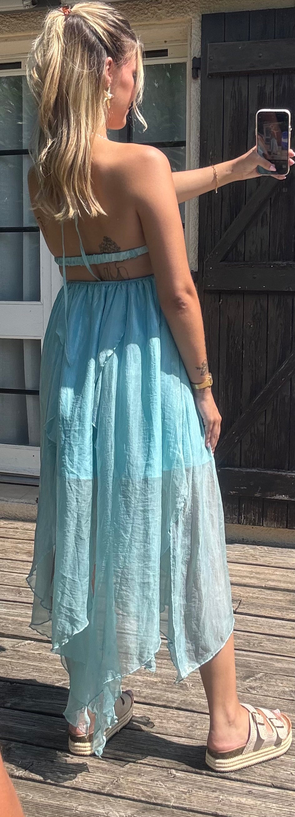 Robe Volant Bleu