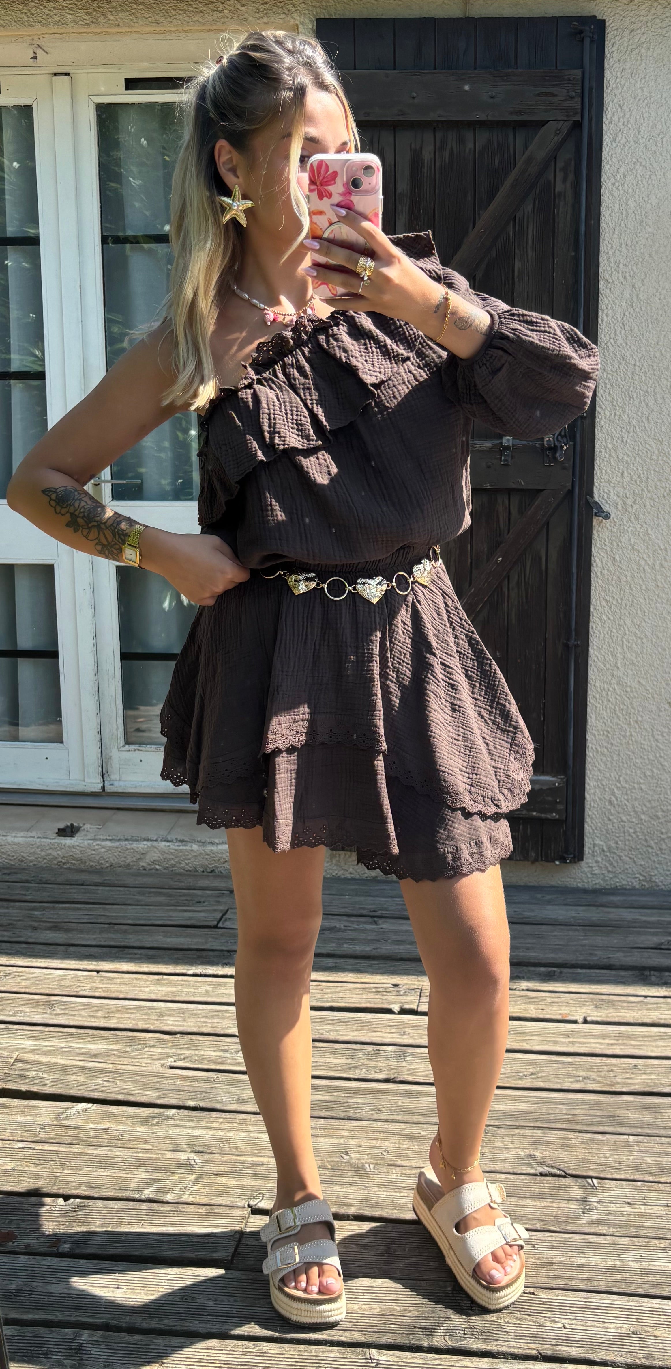Ensemble Gaze de Coton Chocolat