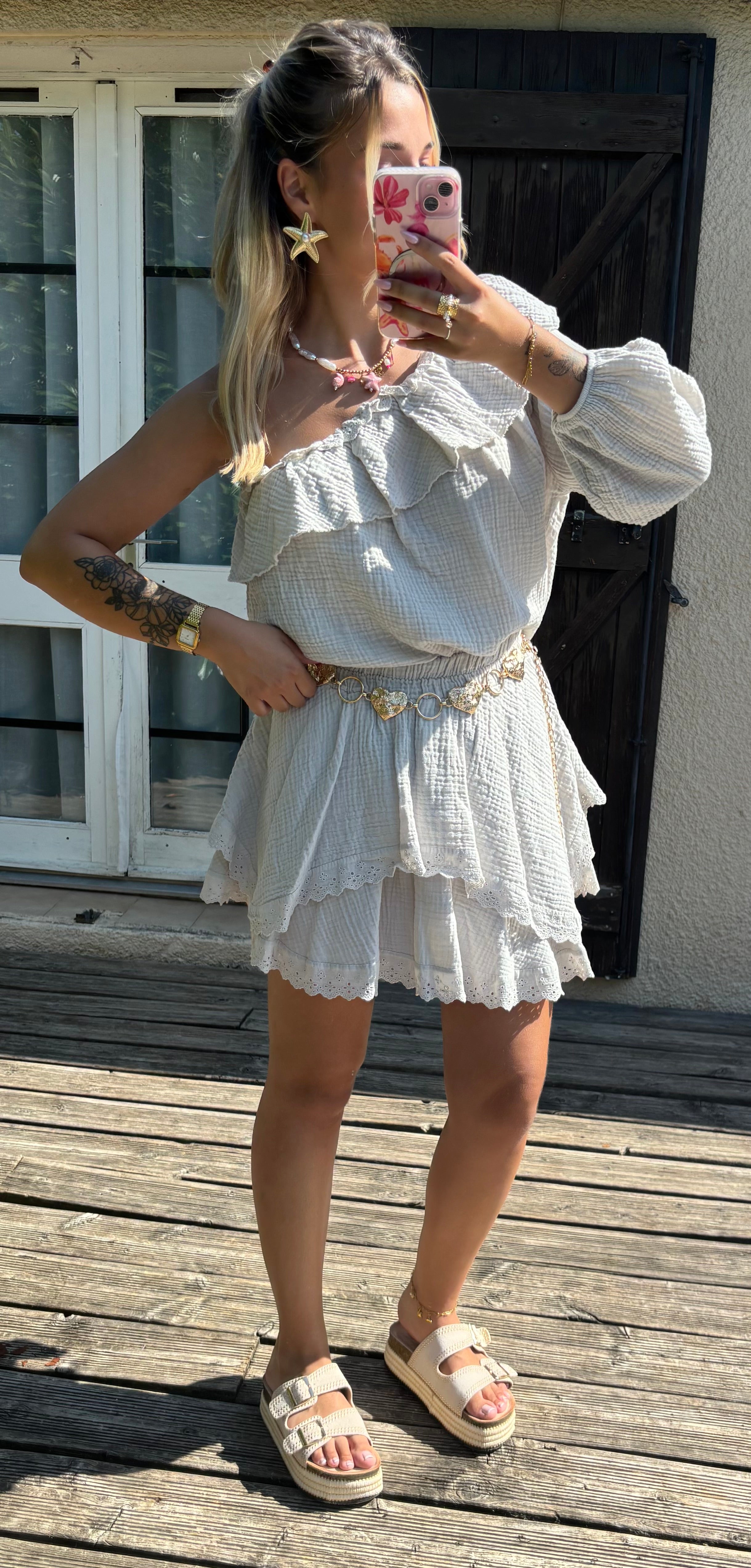 Ensemble Gaze de Coton Beige