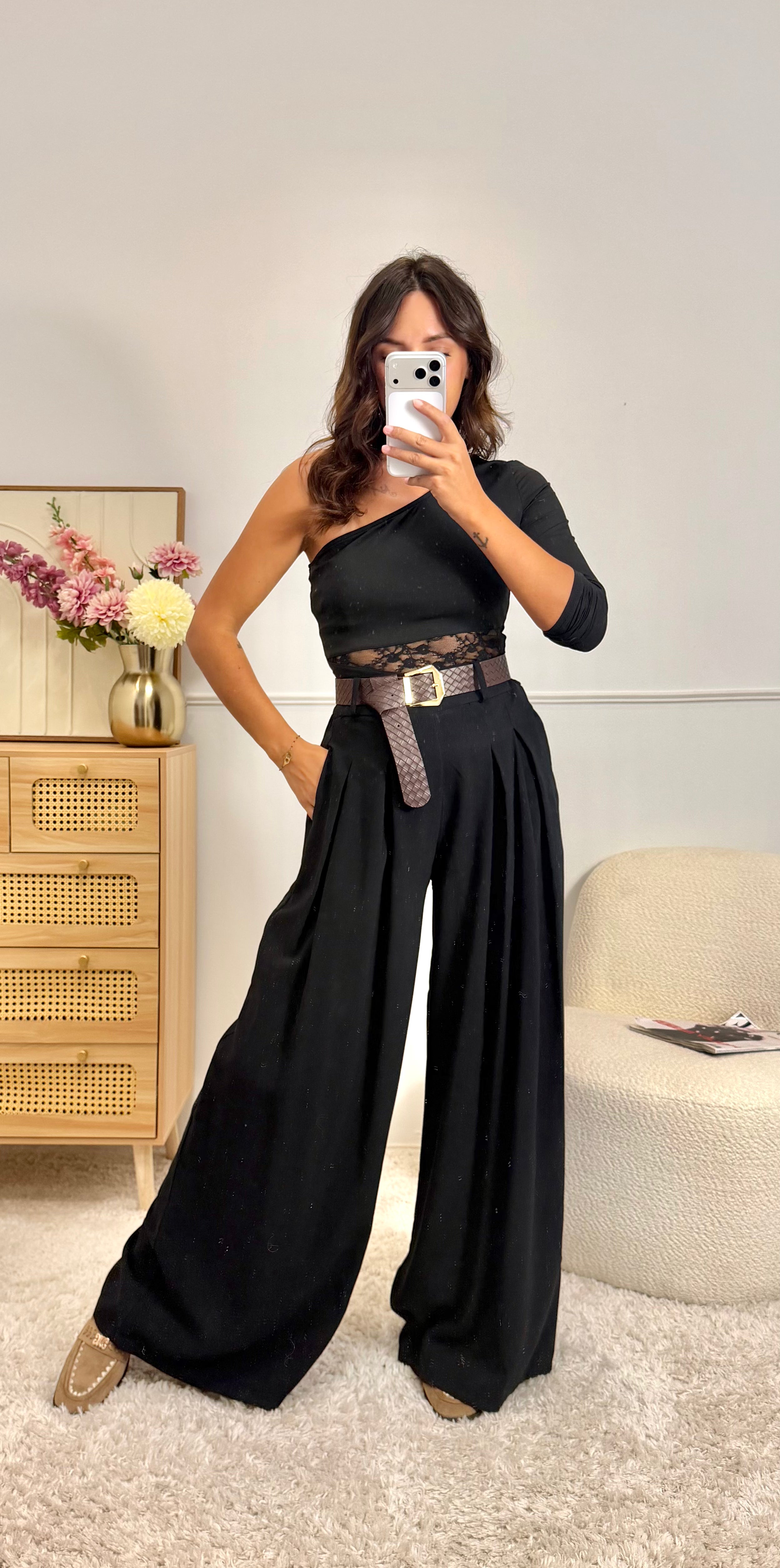 Pantalon Palazzo + Ceinture noir