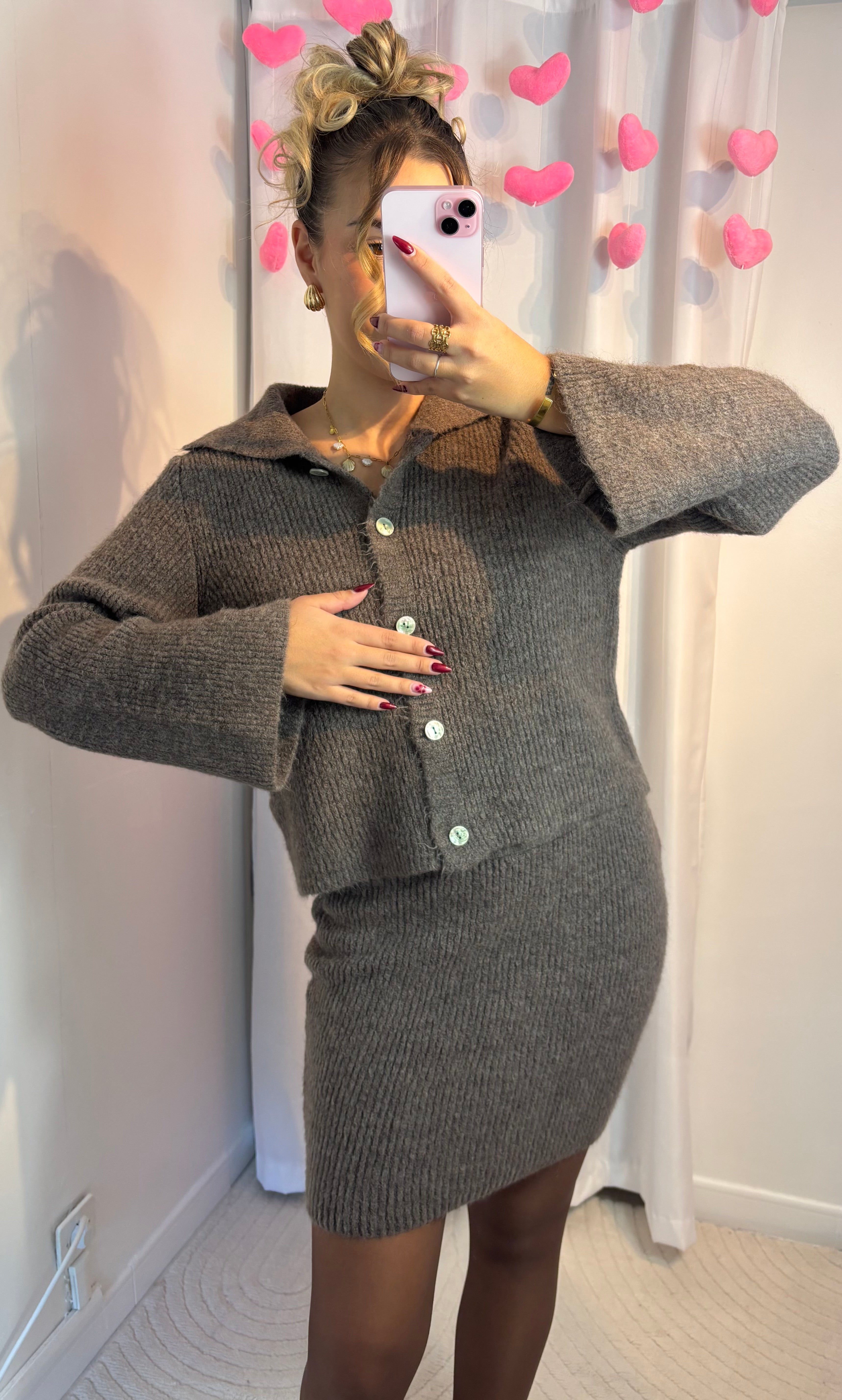 Ensemble Pull & Jupe Marron