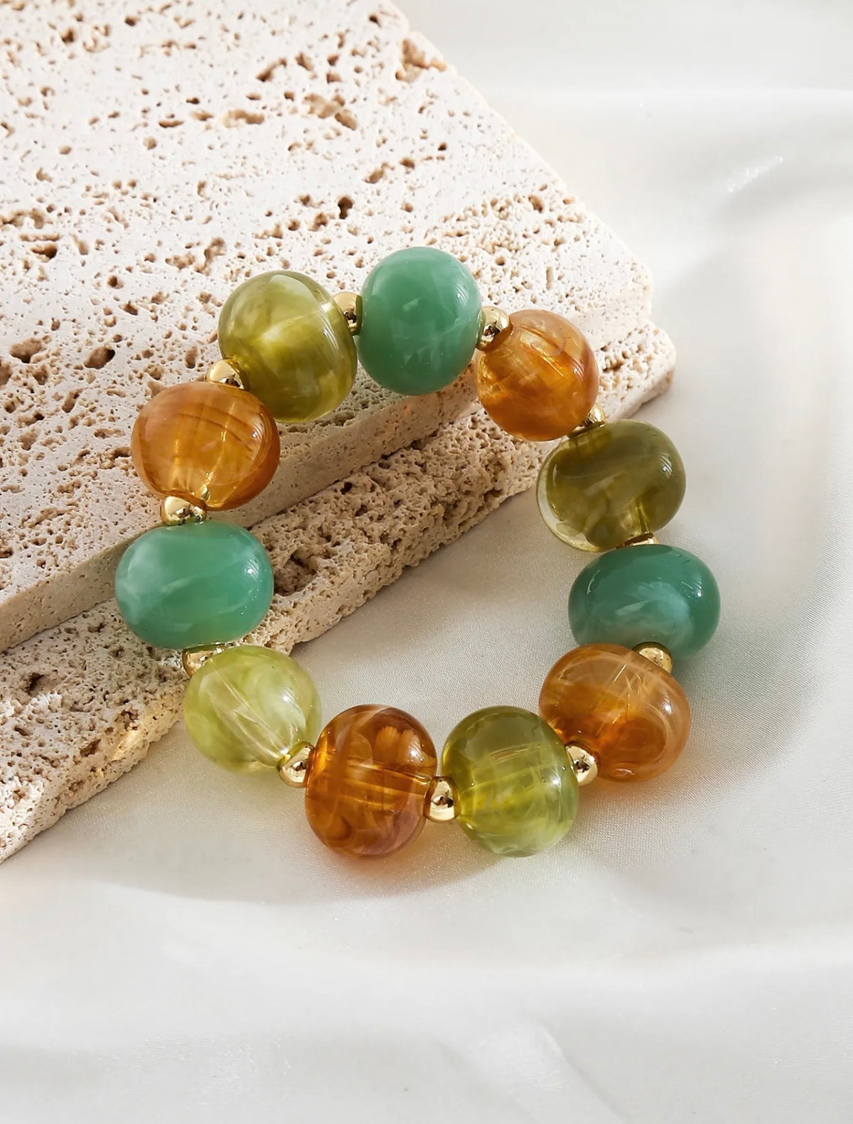 Bracelet perle kaki