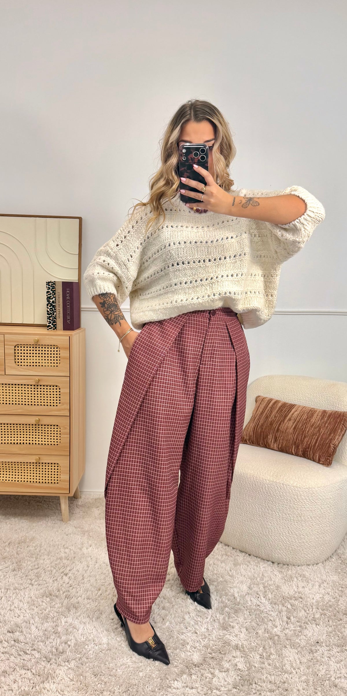 Pantalon carreaux Bordeaux