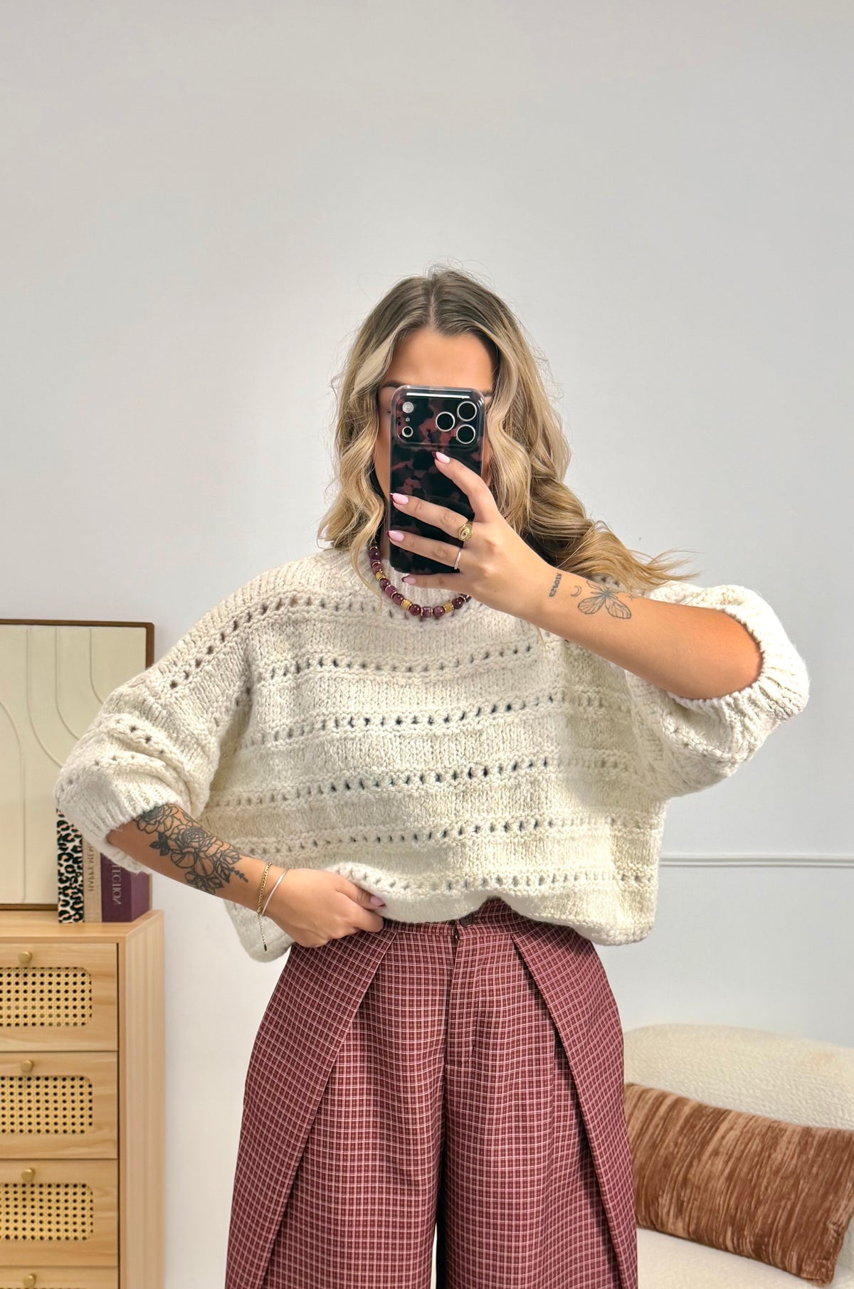 Pull Manches 3/4 Crème